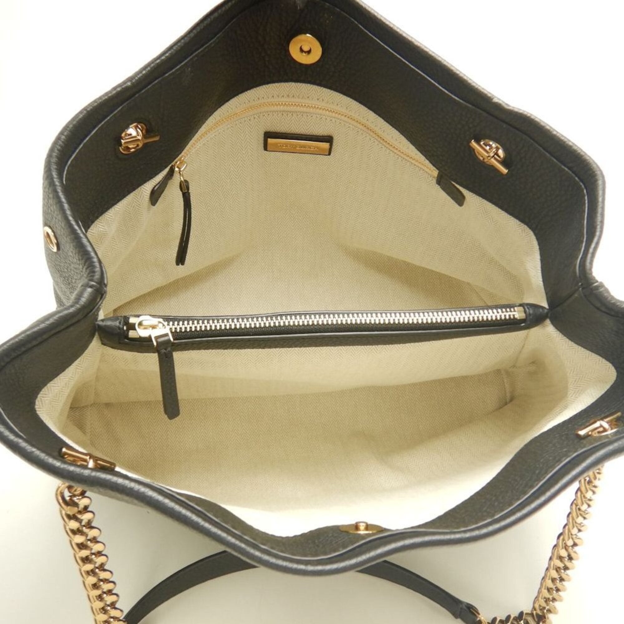 Tory Burch Black Leather Tote Bag (Pre-Owned)