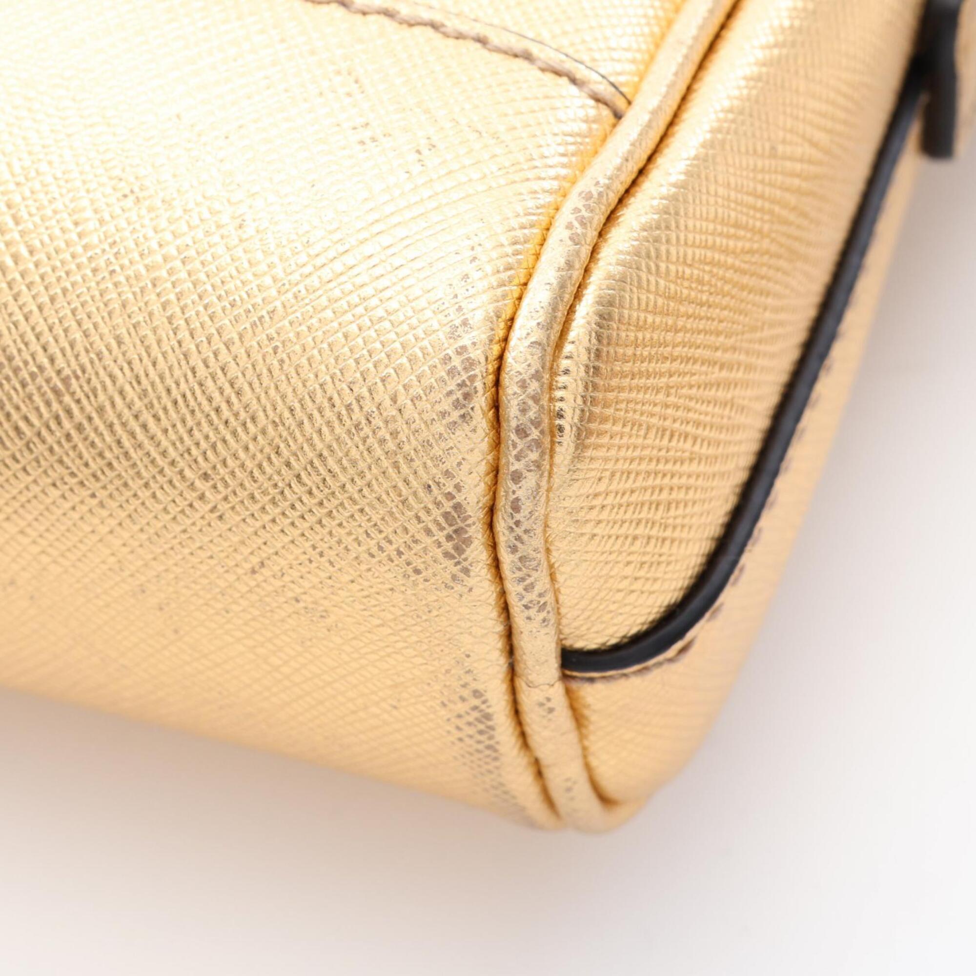 Prada Gold Saffiano Handbag Shoulder Bag (Pre-Owned)
