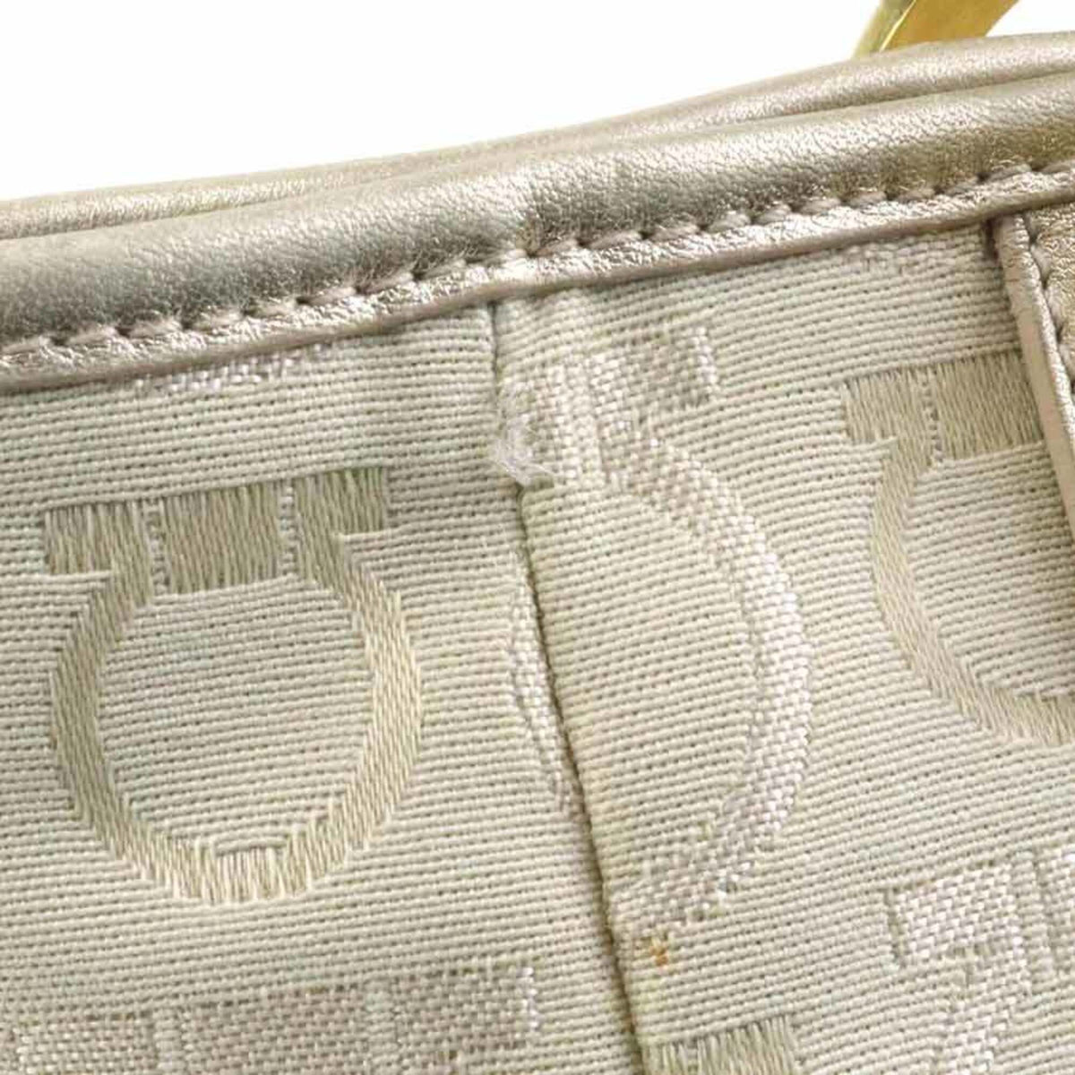 Salvatore Ferragamo Light Beige Canvas Leather Shoulder Bag (Pre-Owned)