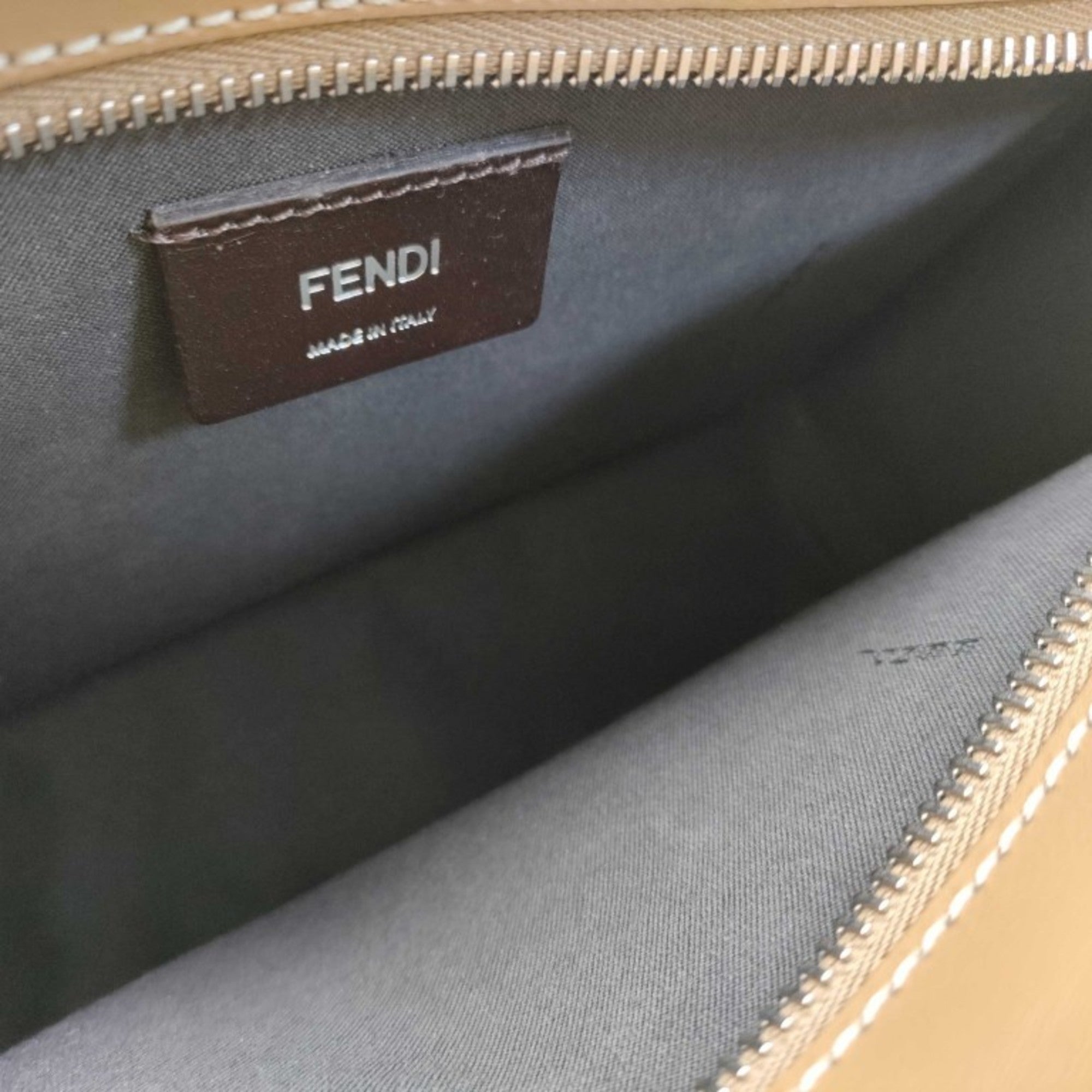 Fendi Zucca Brown Pvc Leather Clutch Bag Handbag (Pre-Owned)