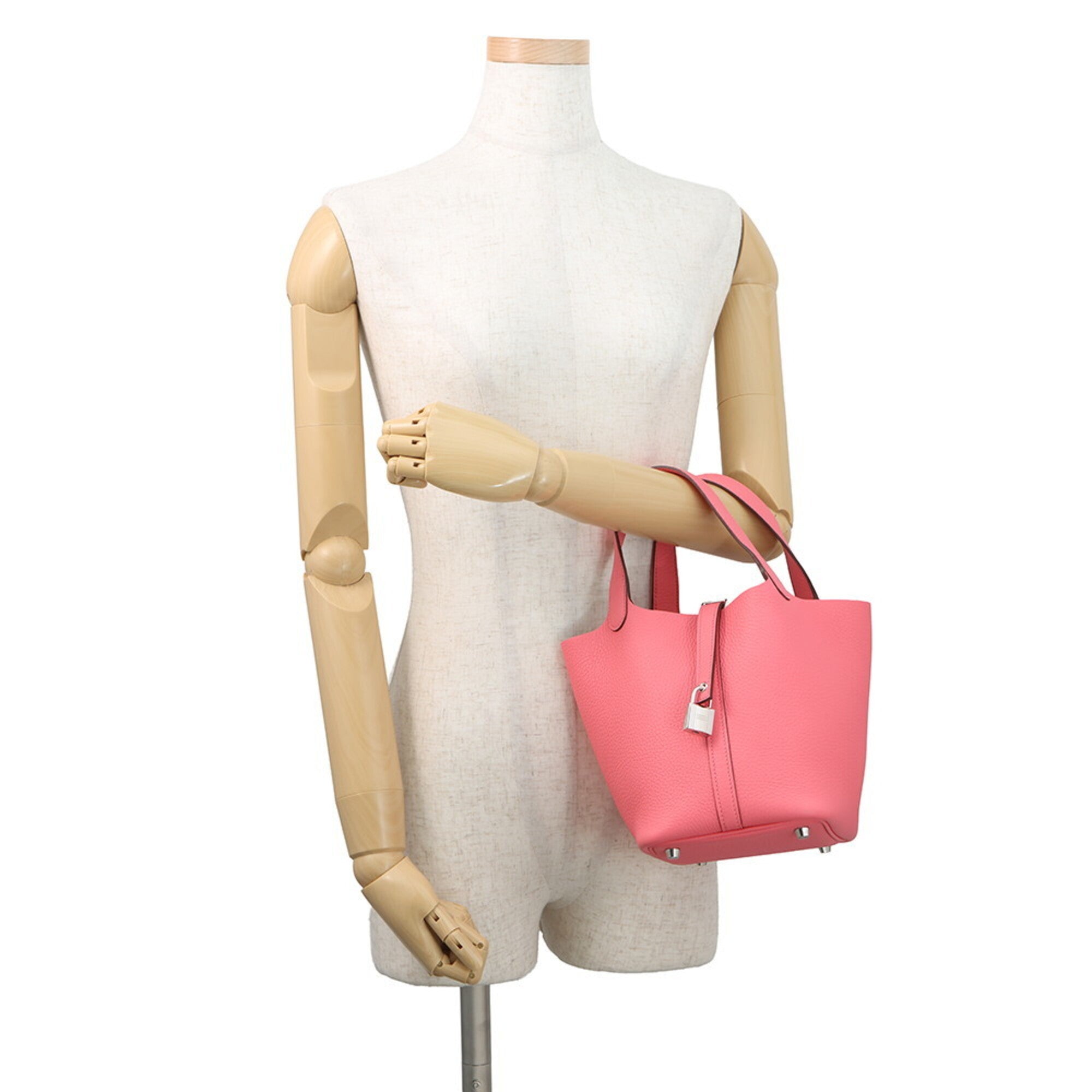 Hermes Rose Azalee Taurillon Clemence Leather Handbag (Pre-Owned)