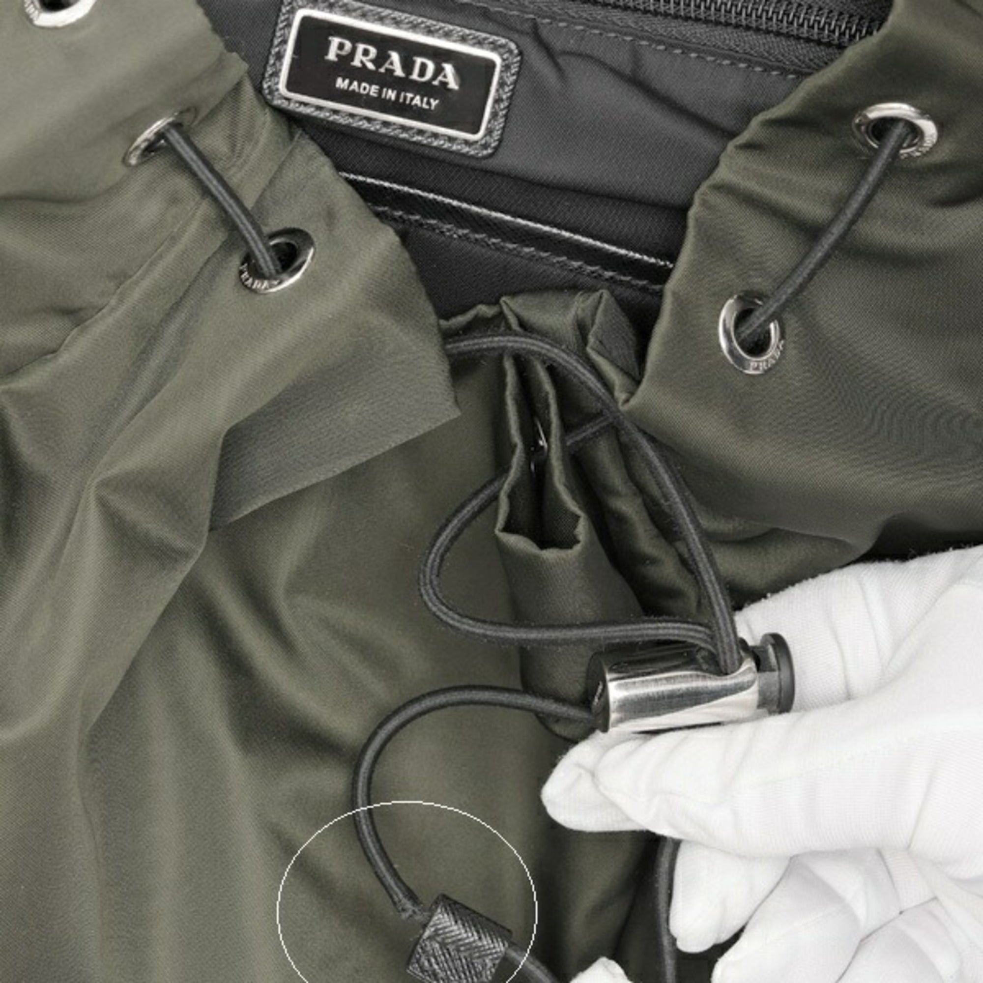 Prada Khaki Nylon Saffiano Triangle Backpack (Pre-Owned)
