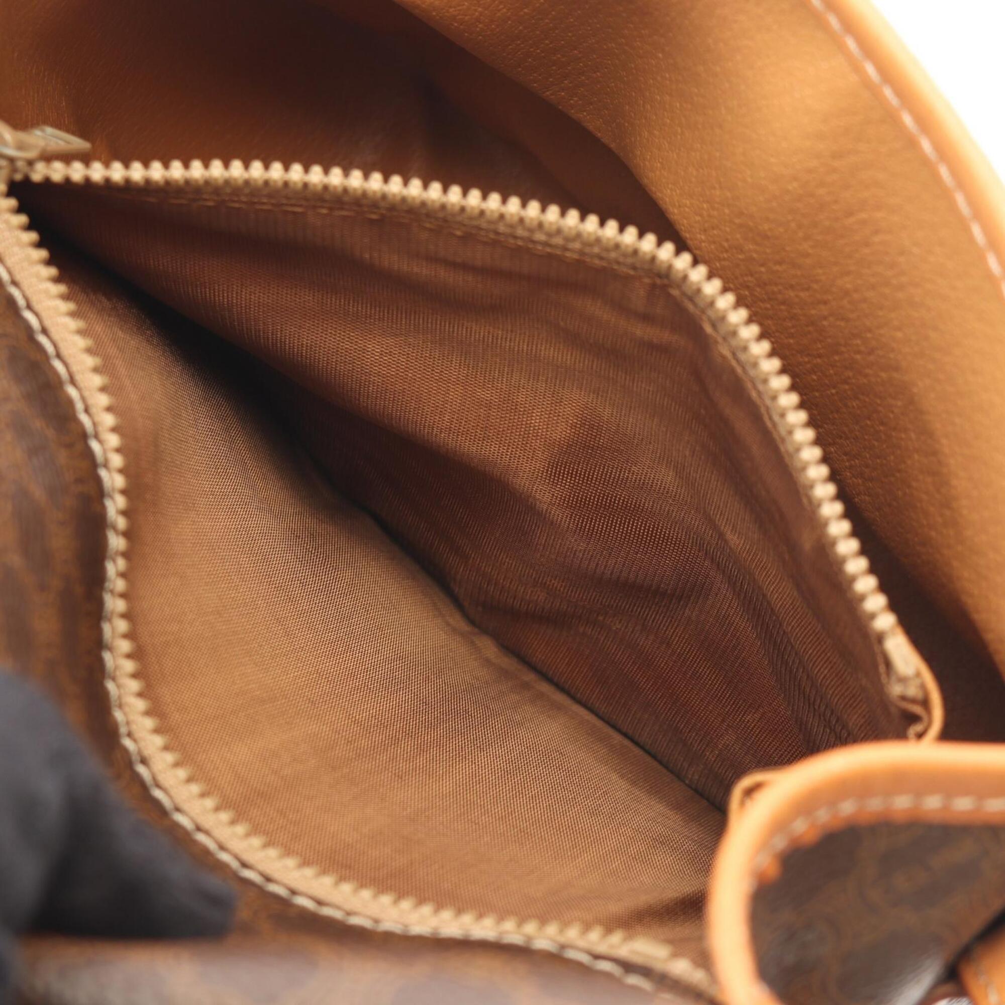 Celine Brown Coated Canvas Leather Handbag Shoulder Bag (Pre-Owned)