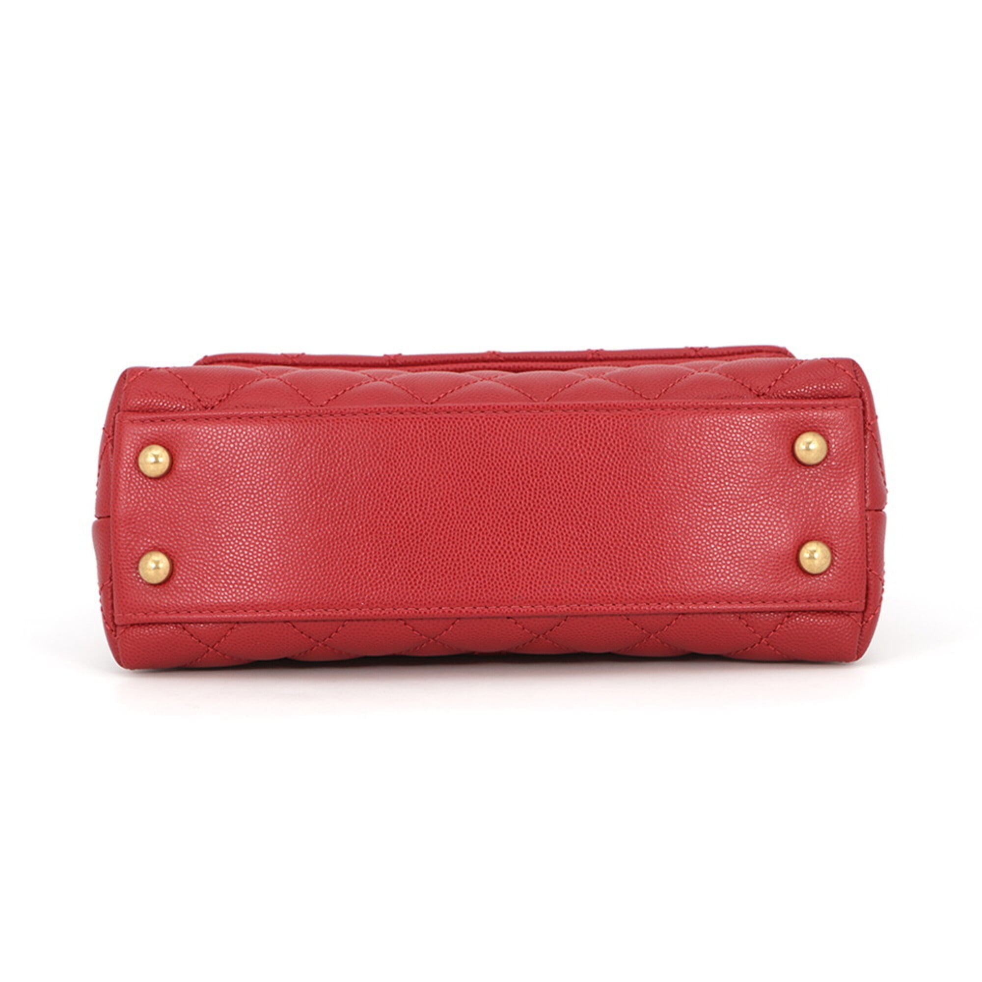 Chanel Red Color Grained Calfskin Handbag Shoulder Bag (Pre-Owned)