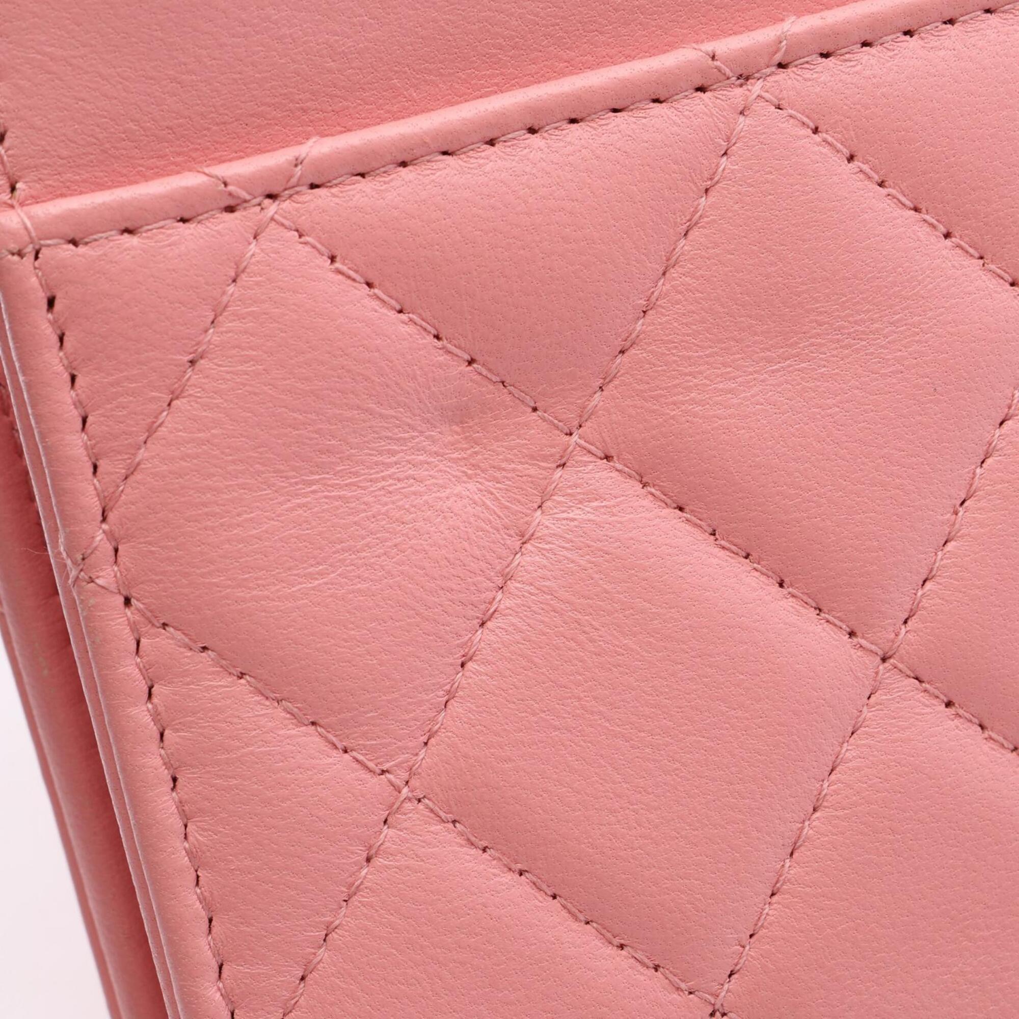 Chanel Pink Leather Handbag Shoulder Bag (Pre-Owned)