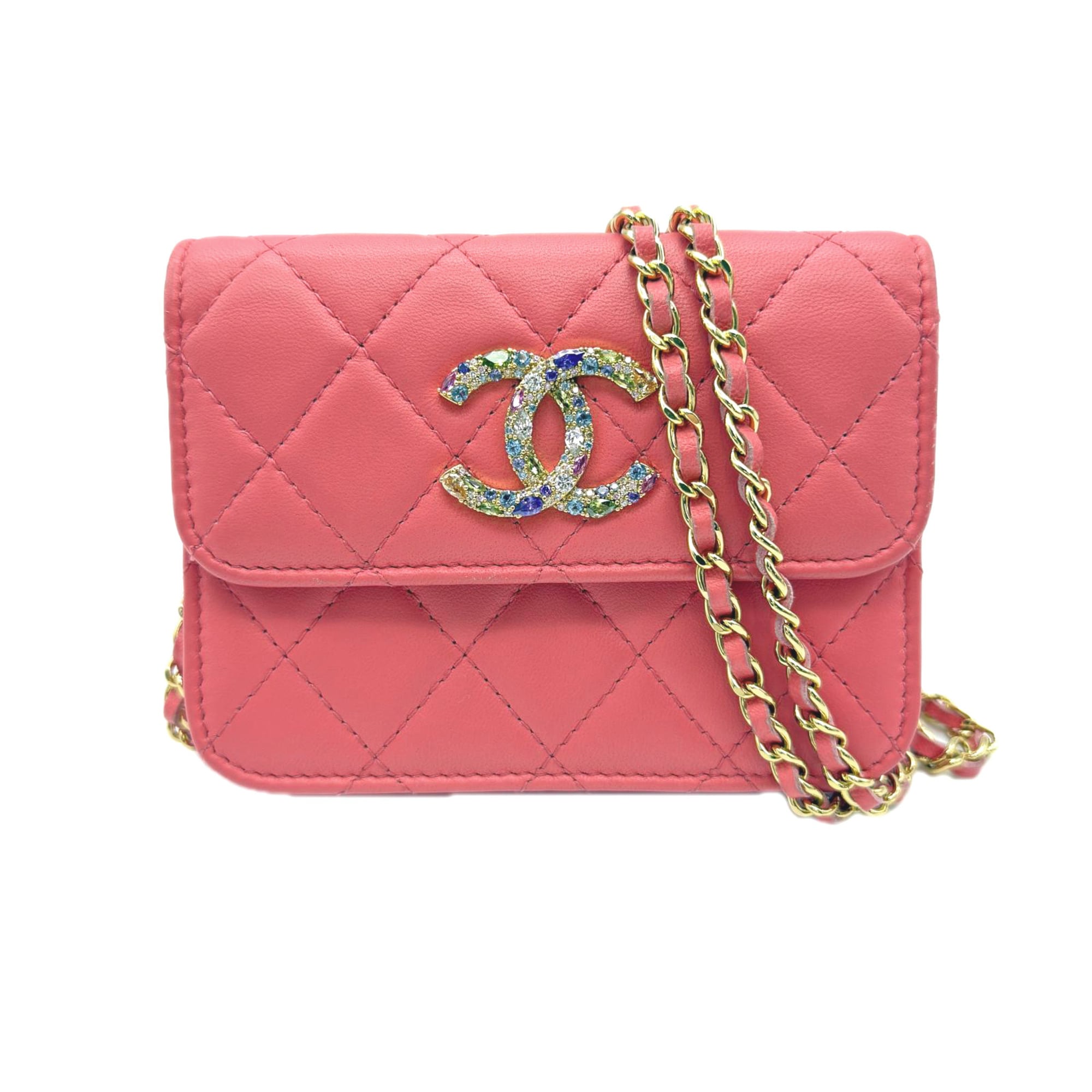 Chanel Matelasse Pink Leather Shoulder Bag (Pre-Owned)