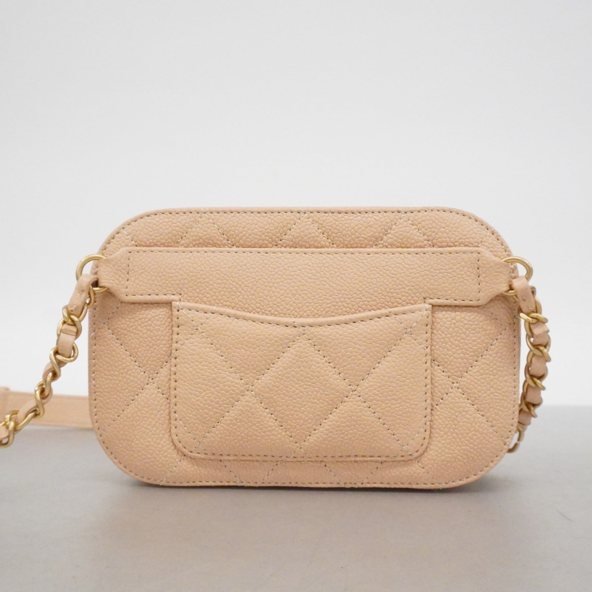 Chanel Beige Grained Calfskin Shoulder Bag (Pre-Owned)