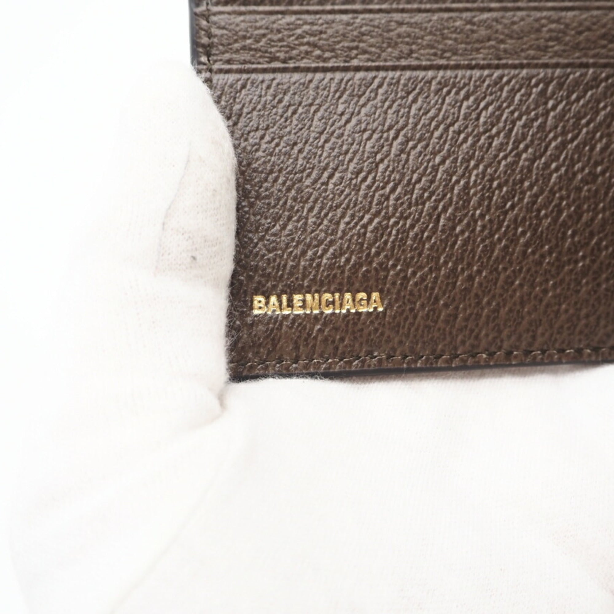 Balenciaga Beige Coated Canvas Leather Wallet (Bi-Fold) (Pre-Owned)