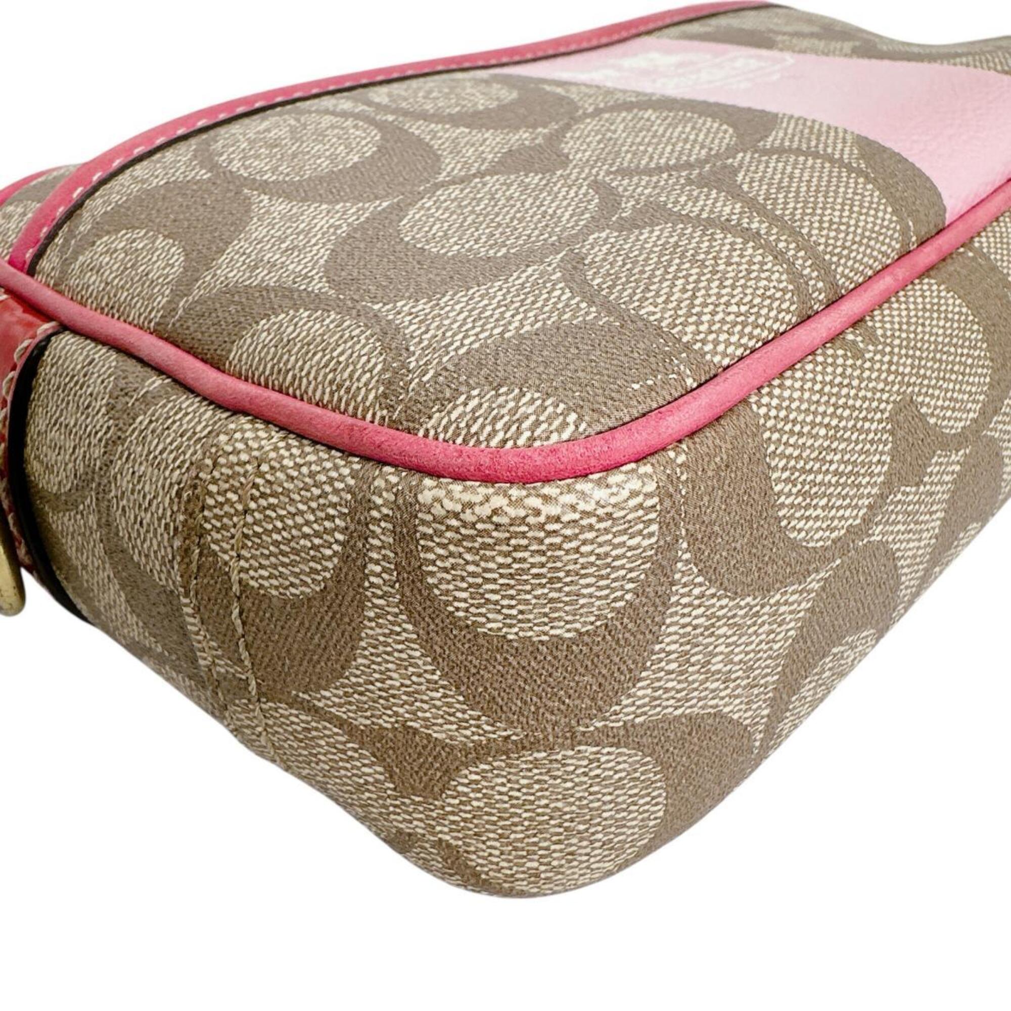 Coach Beige Leather Shoulder Bag Sling Bag (Pre-Owned)