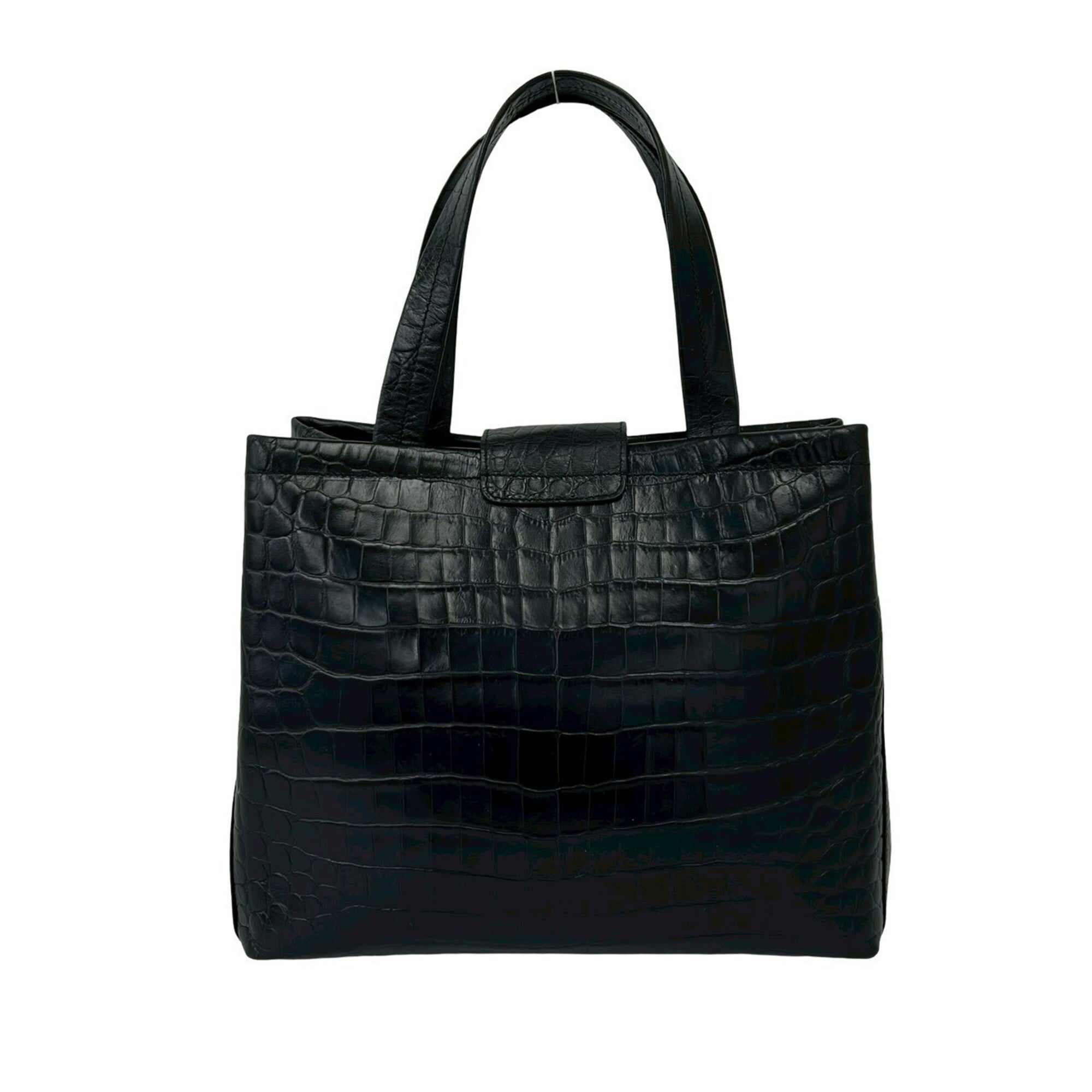 Salvatore Ferragamo Black Leather Handbag Tote Bag (Pre-Owned)