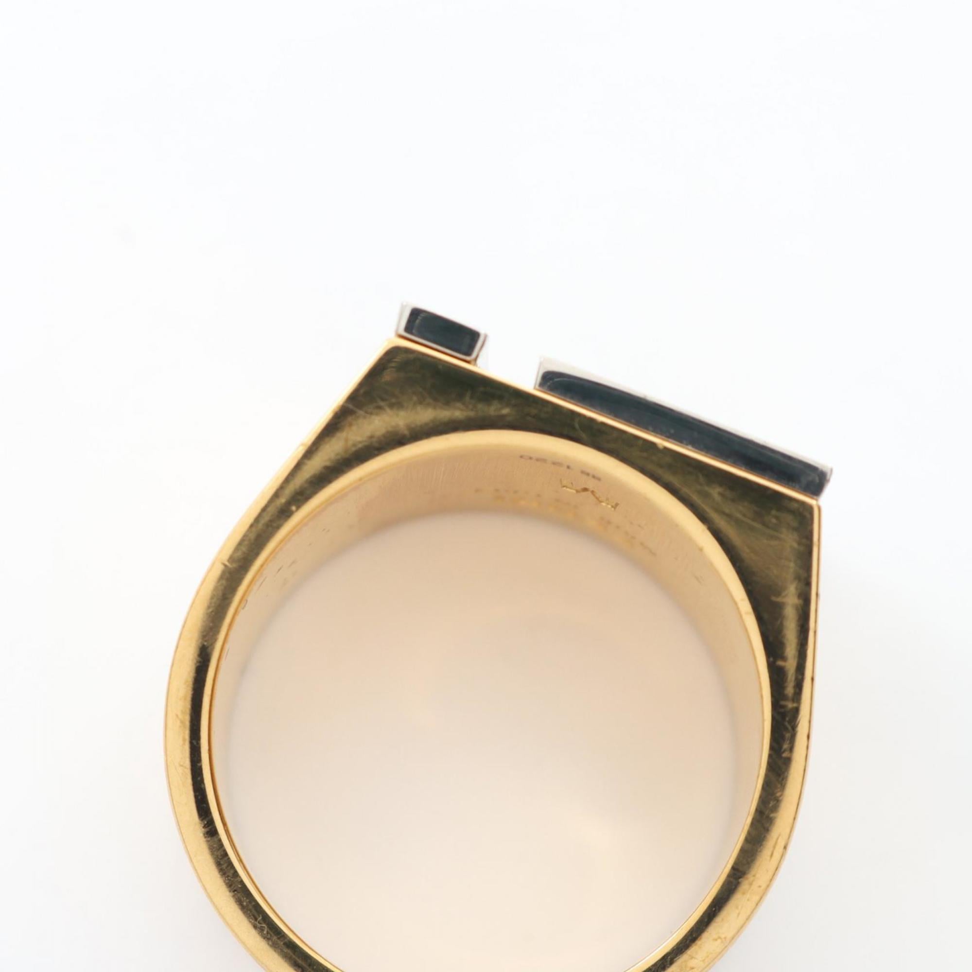 Fendi Gold Silver Gold Plating Band Ring (Pre-Owned)