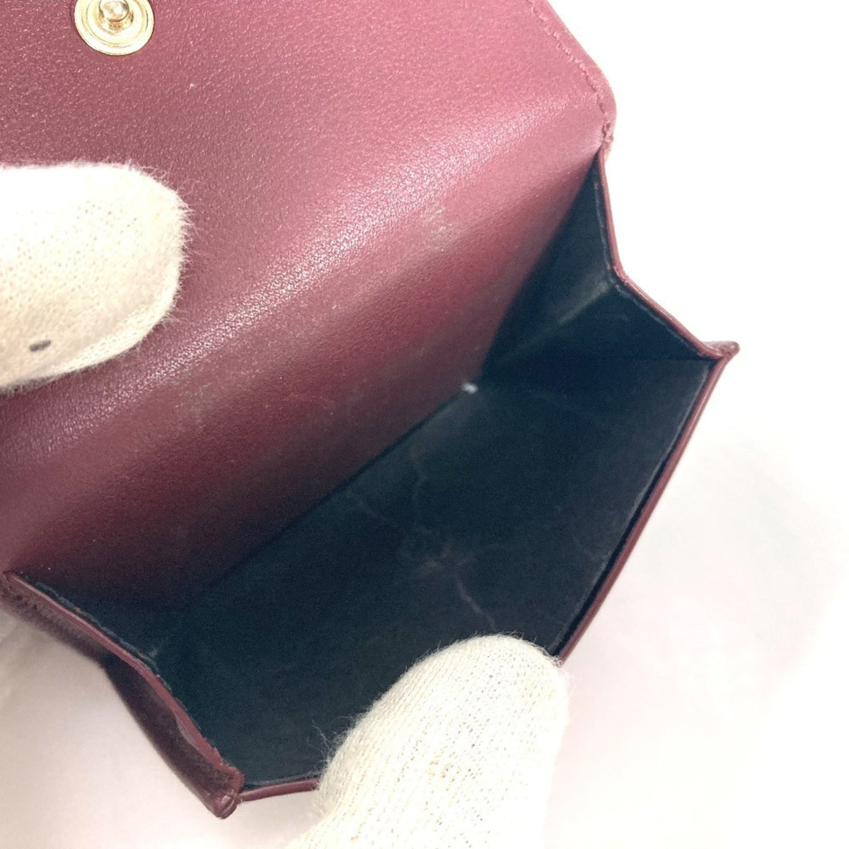 Cartier Wine Red Leather Wallet (Tri-Fold) (Pre-Owned)