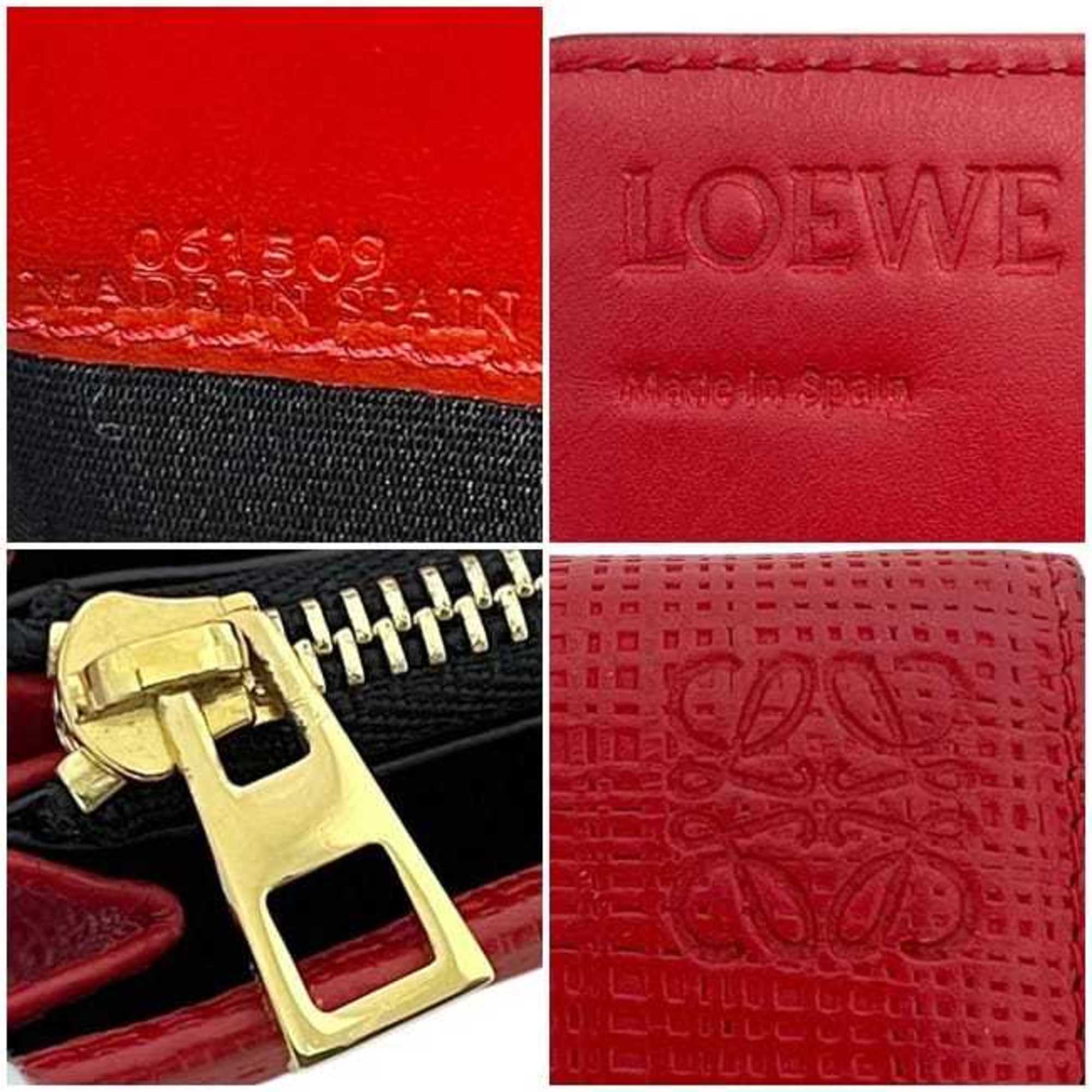 Loewe Red Color Leather Long Wallet (Bi-Fold) (Pre-Owned)