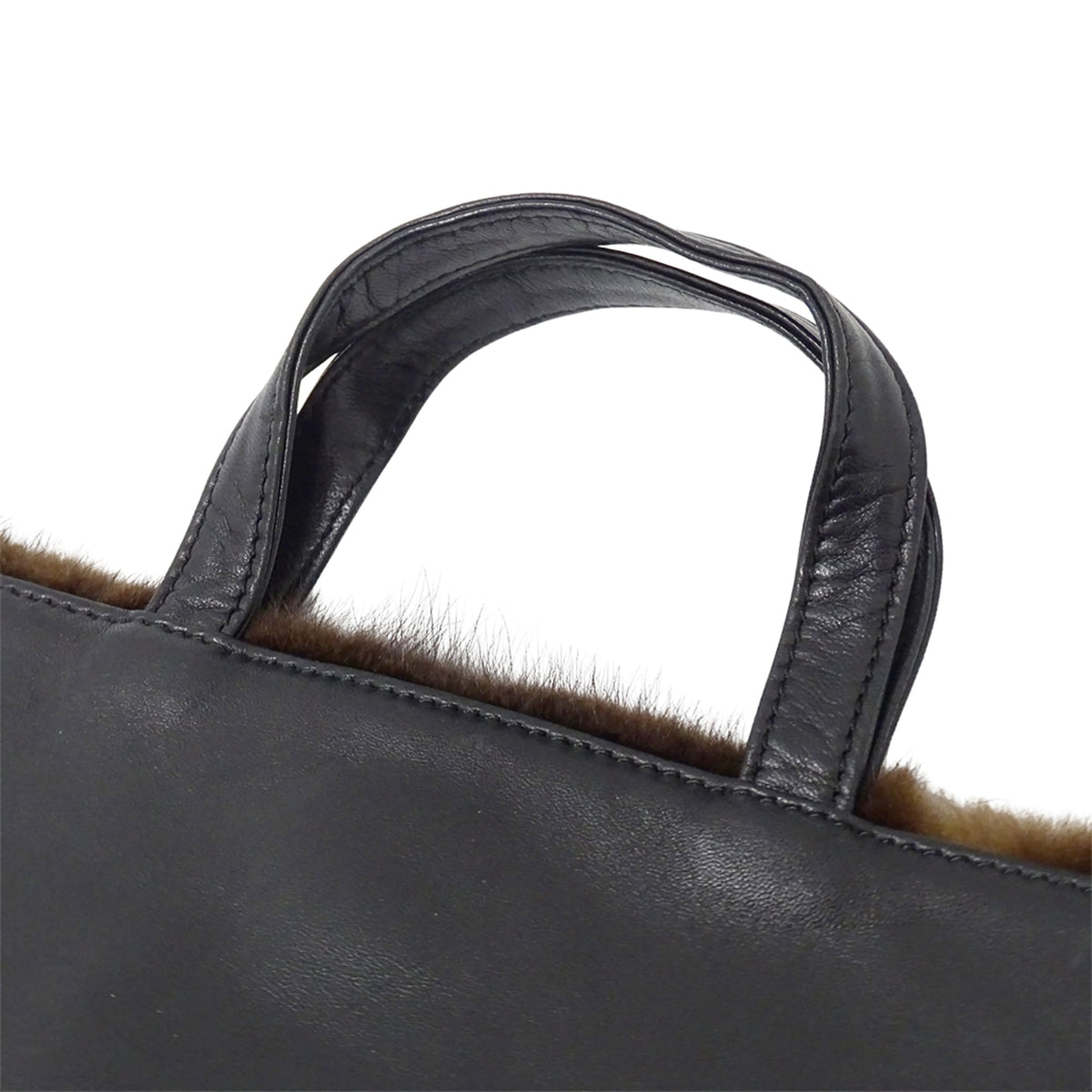 Loewe Brown Fur Leather Handbag Tote Bag (Pre-Owned)