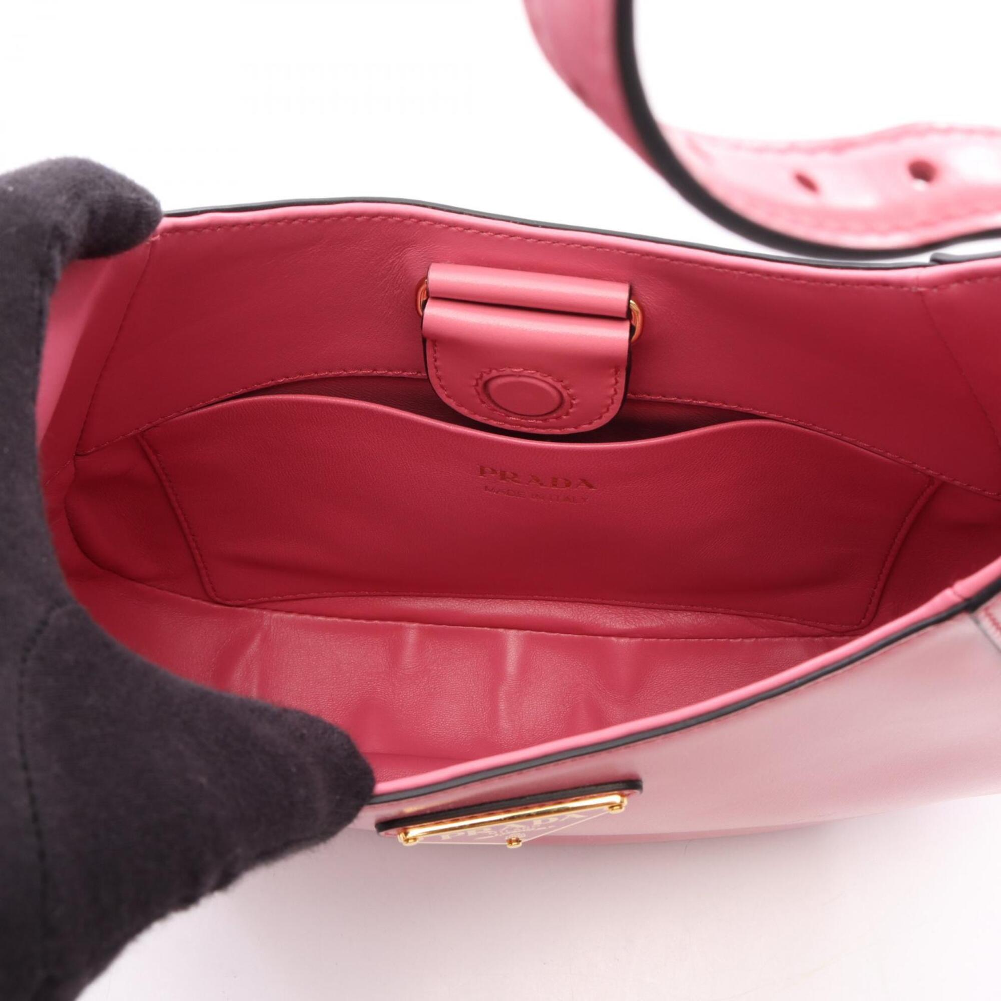 Prada Pink Leather Handbag Shoulder Bag (Pre-Owned)