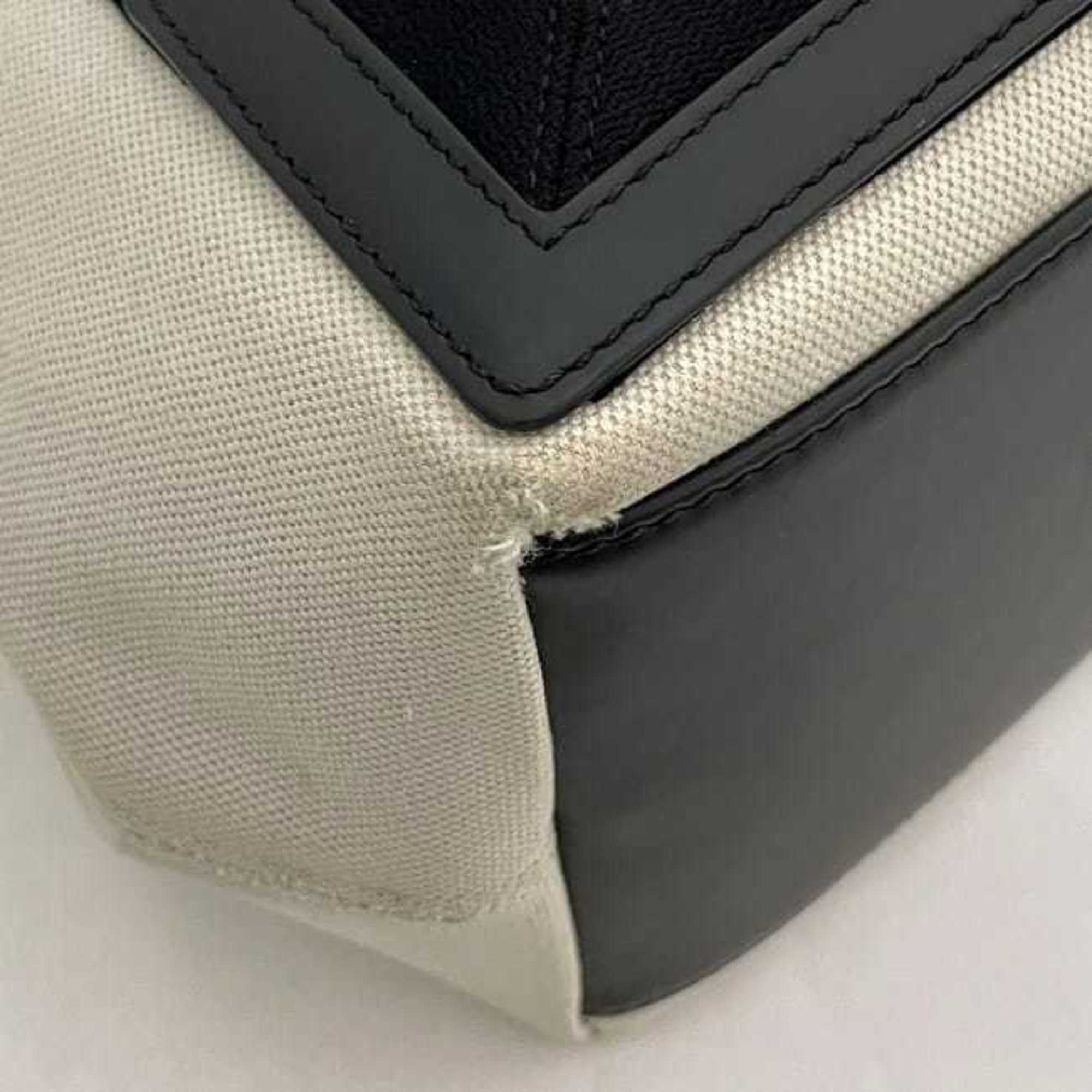 Balenciaga Black White Canvas Leather Handbag Tote Bag (Pre-Owned)