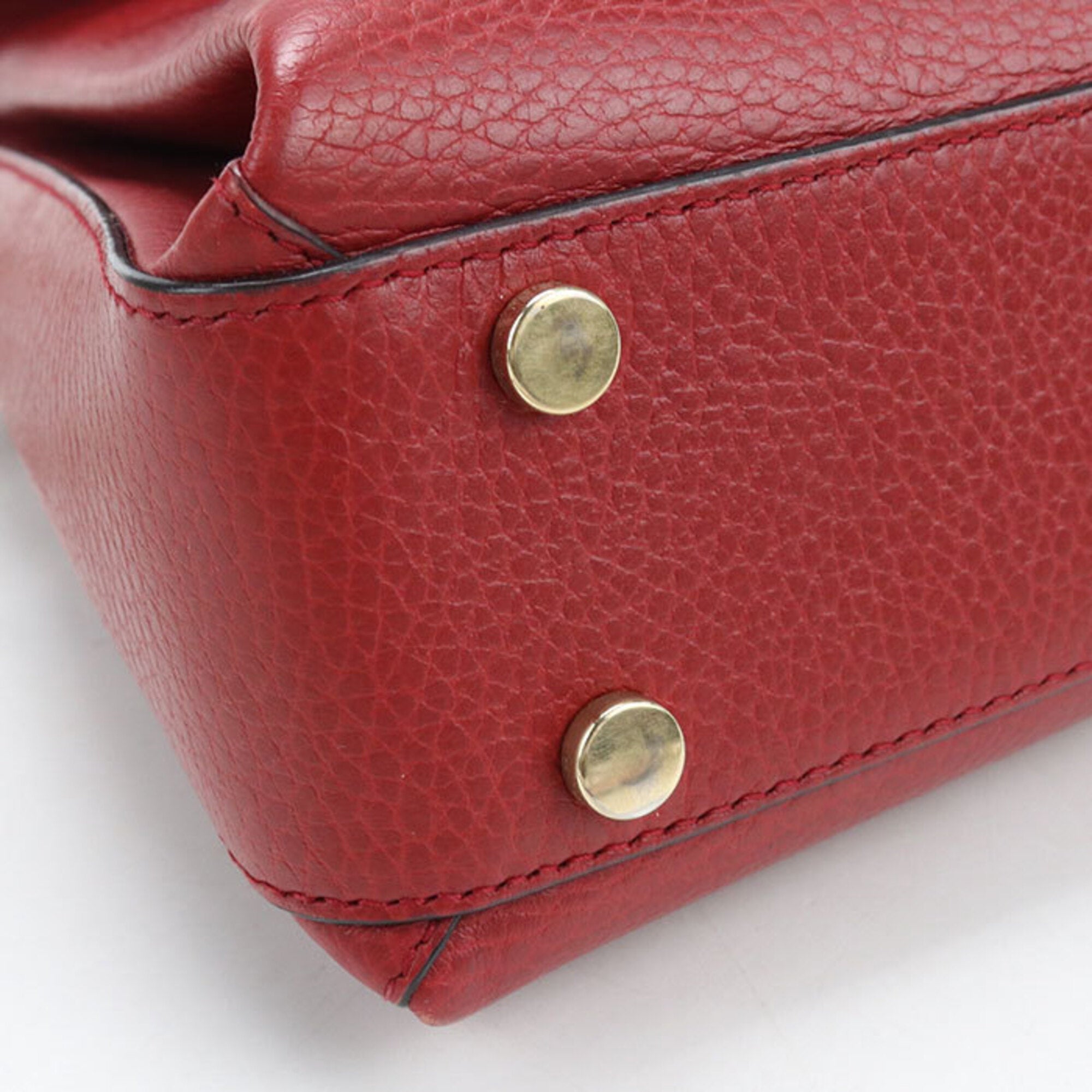 Gucci Red Color Leather Shoulder Bag (Pre-Owned)