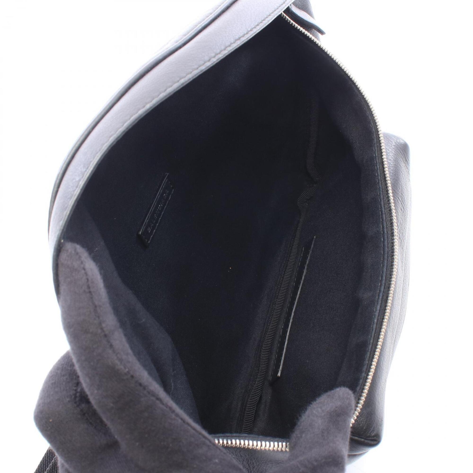 Balenciaga Black White Leather Fanny Pack Handbag (Pre-Owned)