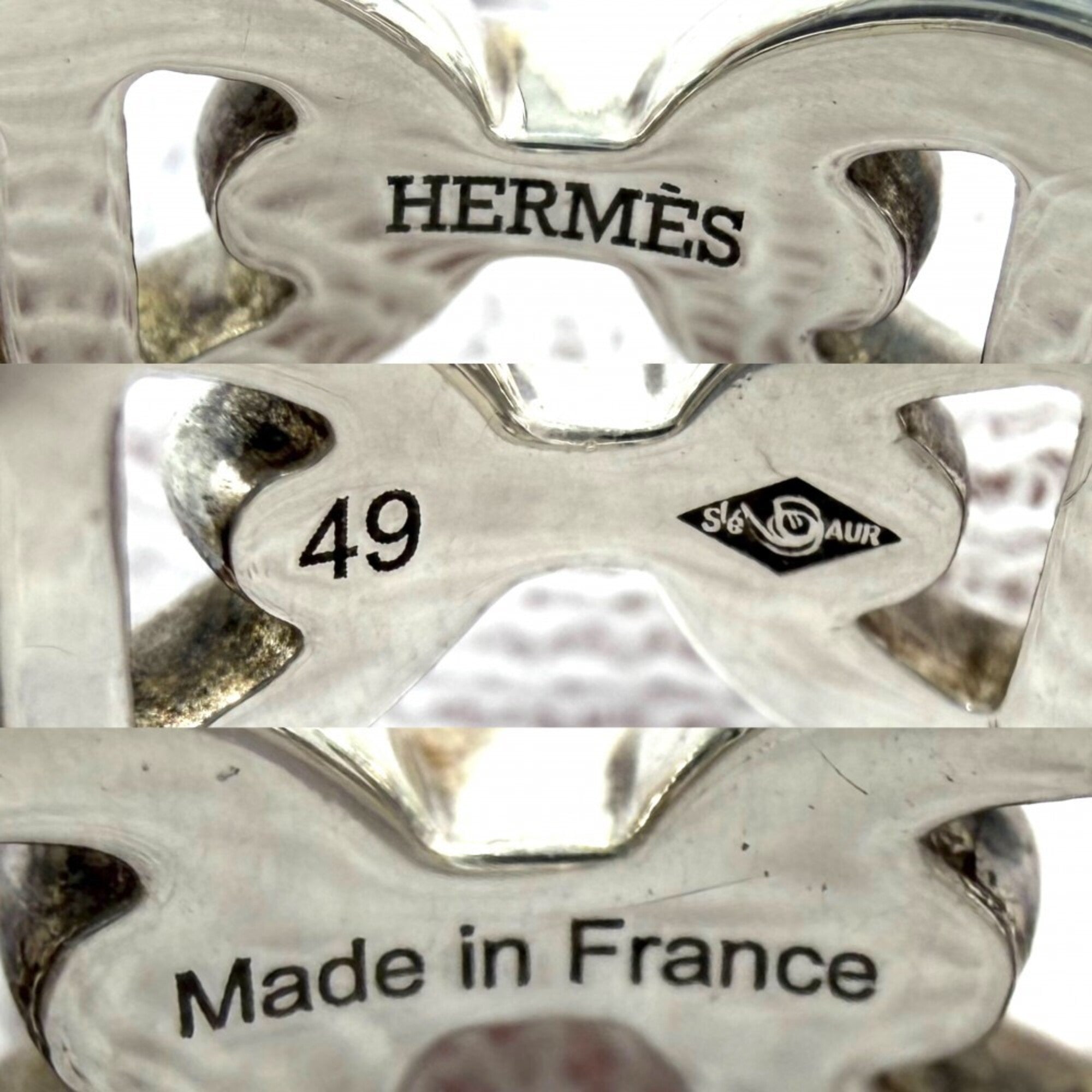 Hermes Silver 925 Band Ring (Pre-Owned)