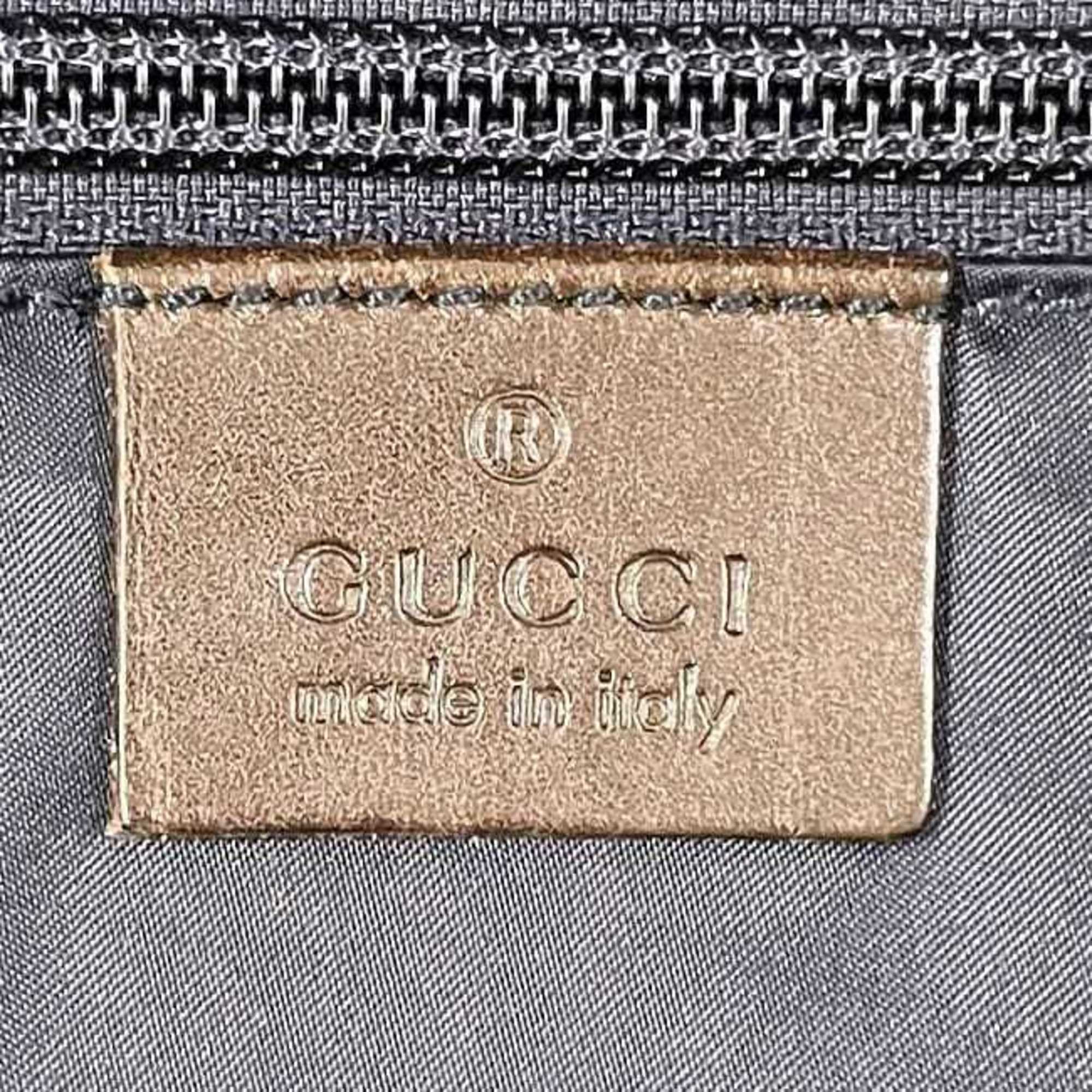 Gucci Navy Nylon Leather Tote Bag (Pre-Owned)