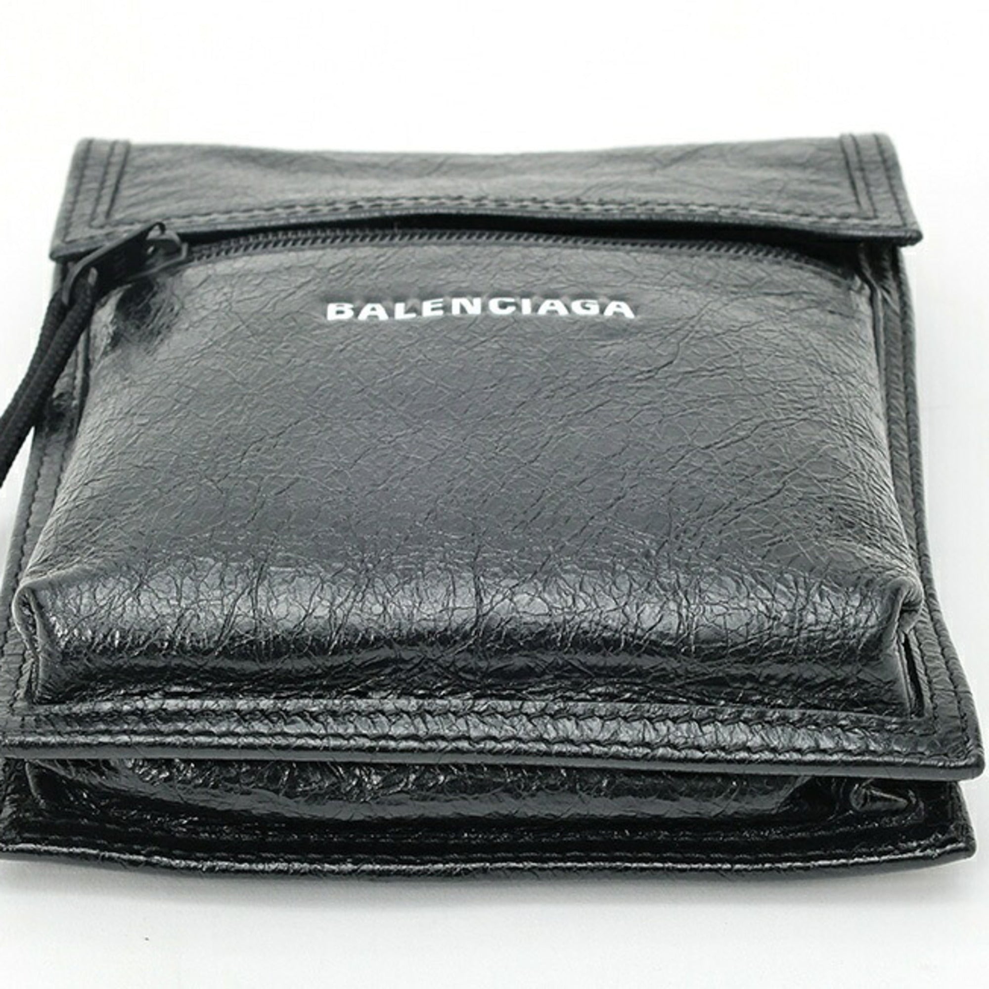 Balenciaga Black Leather Pouch Shoulder Bag (Pre-Owned)