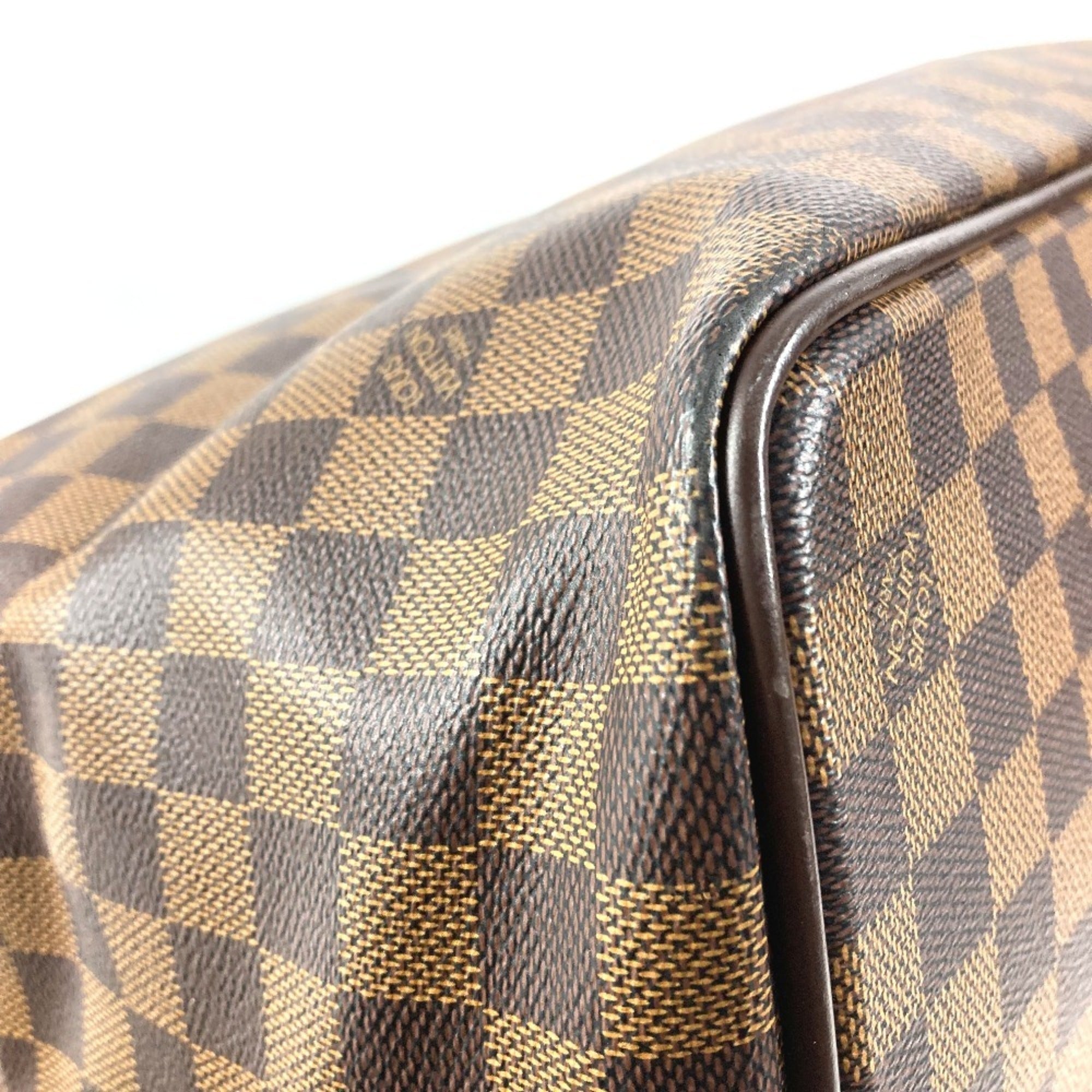 Louis Vuitton Brown Damier Canvas Ebene Damier Canvas Boston Bag Handbag Tote Bag (Pre-Owned)