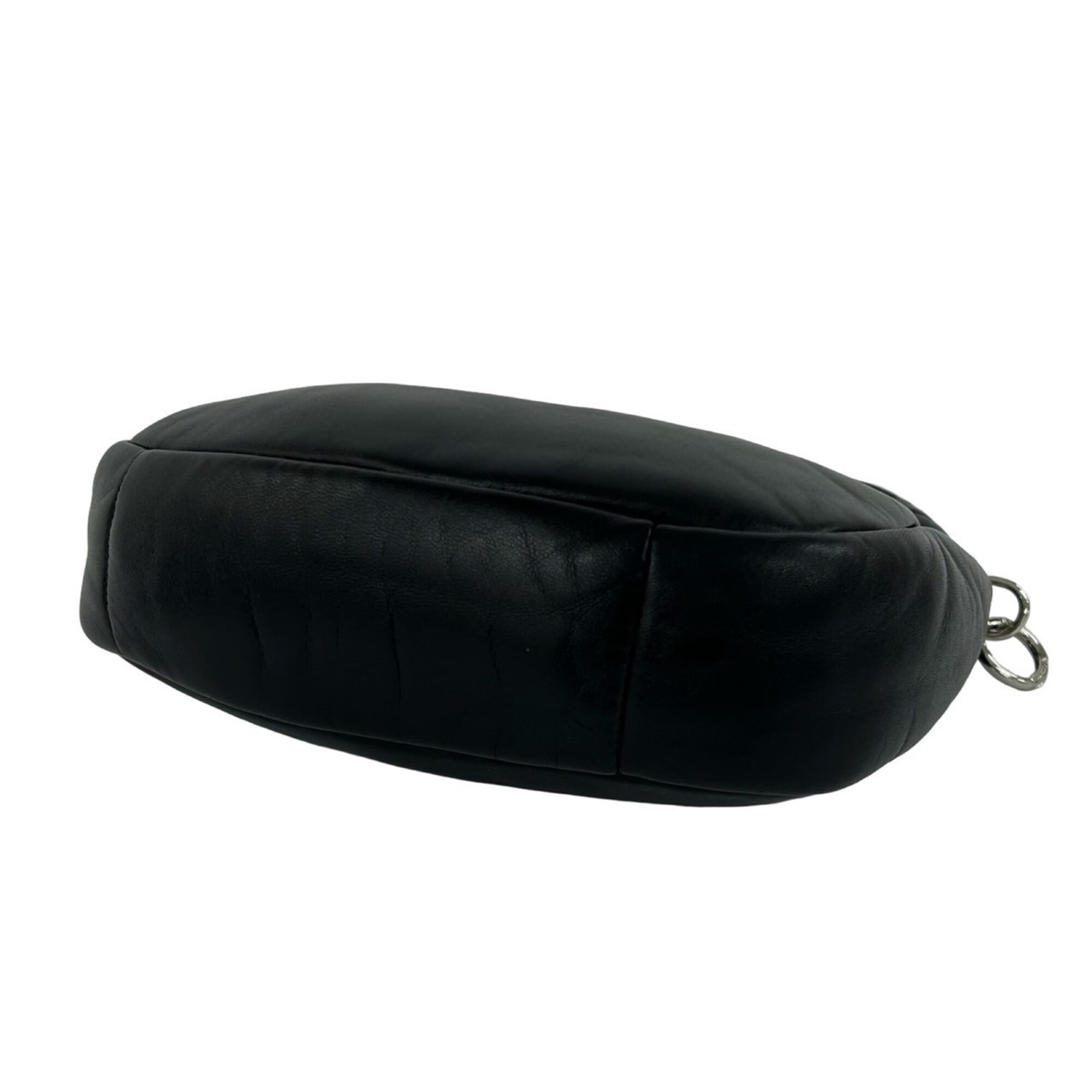 Prada Black Leather Handbag Pochette Shoulder Bag (Pre-Owned)