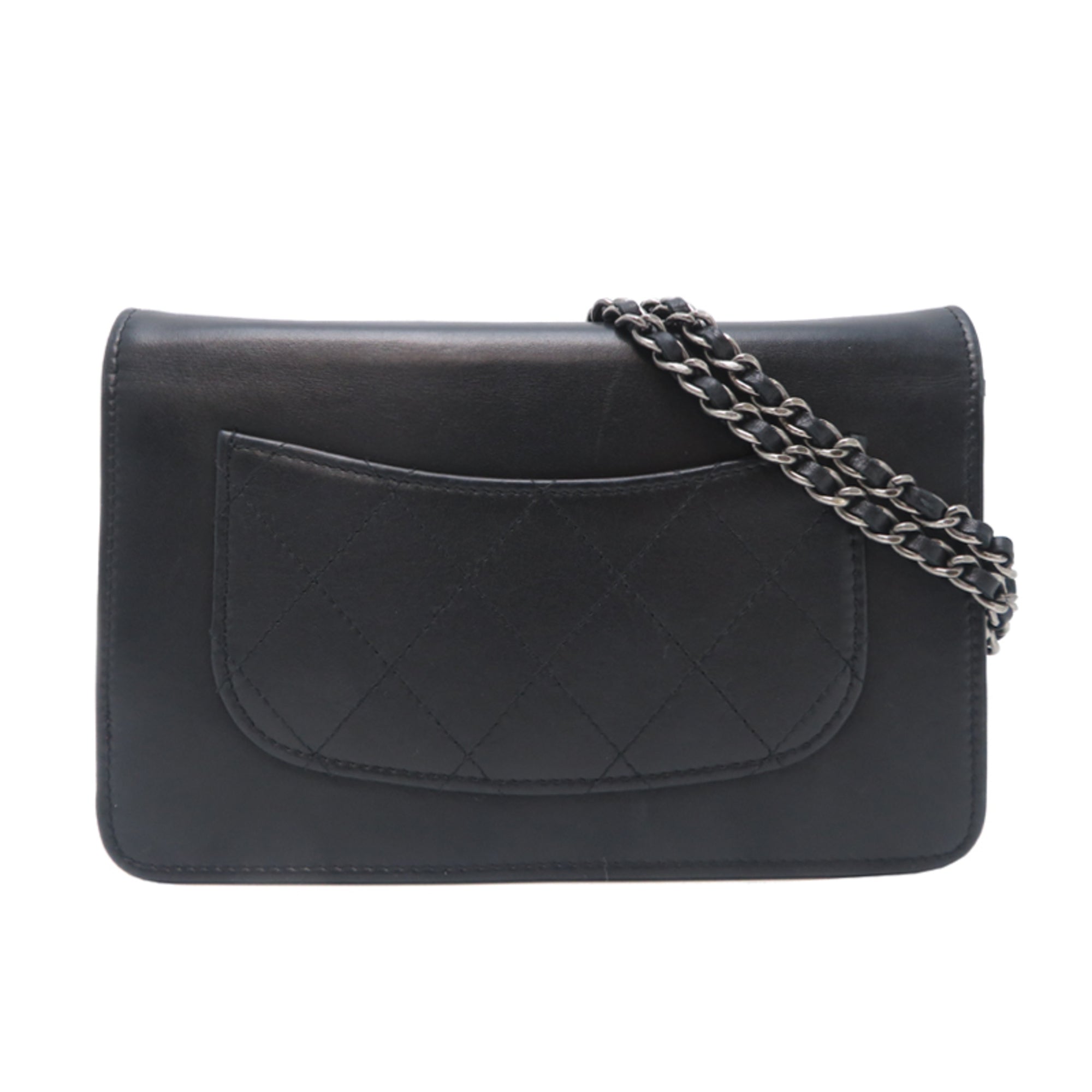 Chanel Black Leather Chain/Shoulder Wallet (Pre-Owned)