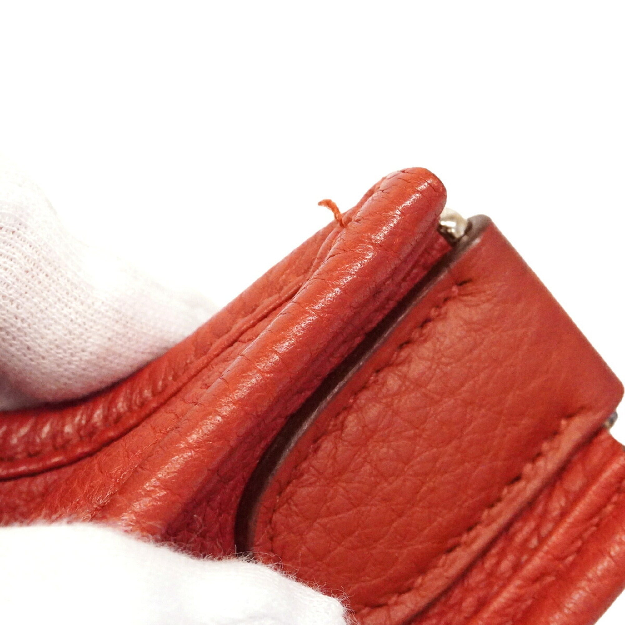 Hermes Rouge Casaque Taurillon Clemence Leather Shoulder Bag (Pre-Owned)