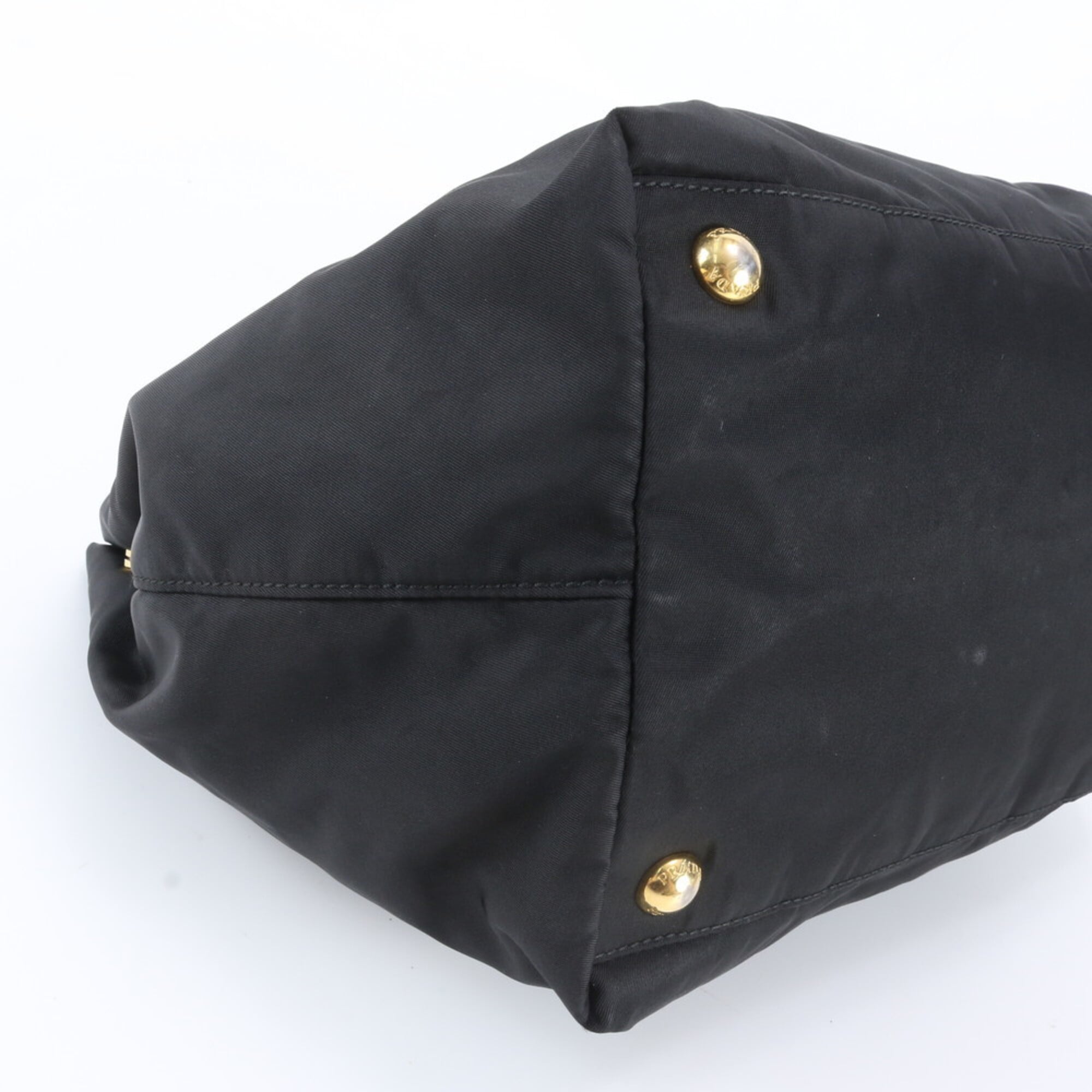 Prada Black Nylon Leather Handbag Tote Bag (Pre-Owned)