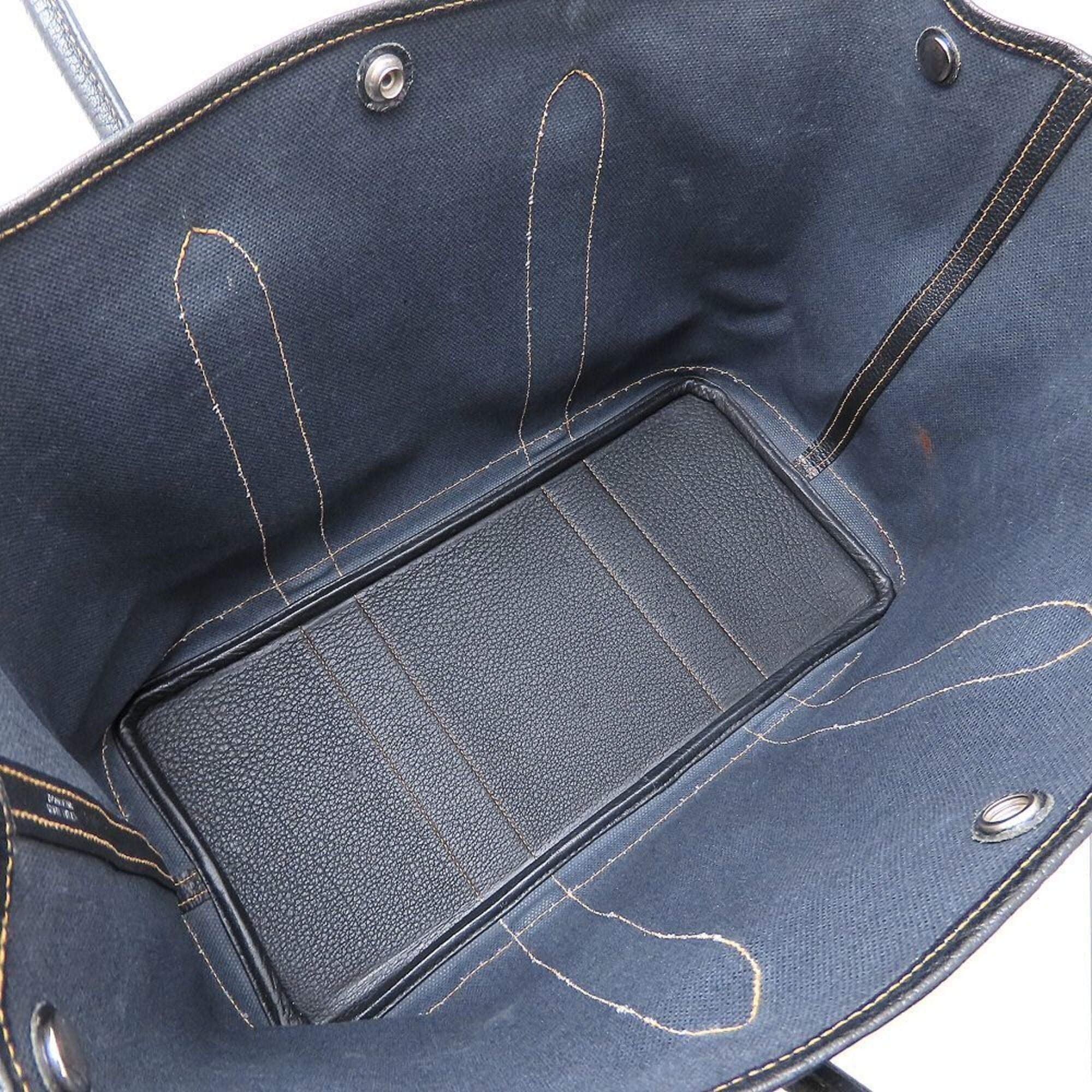 Hermes Blue Toile H Leather Tote Bag (Pre-Owned)