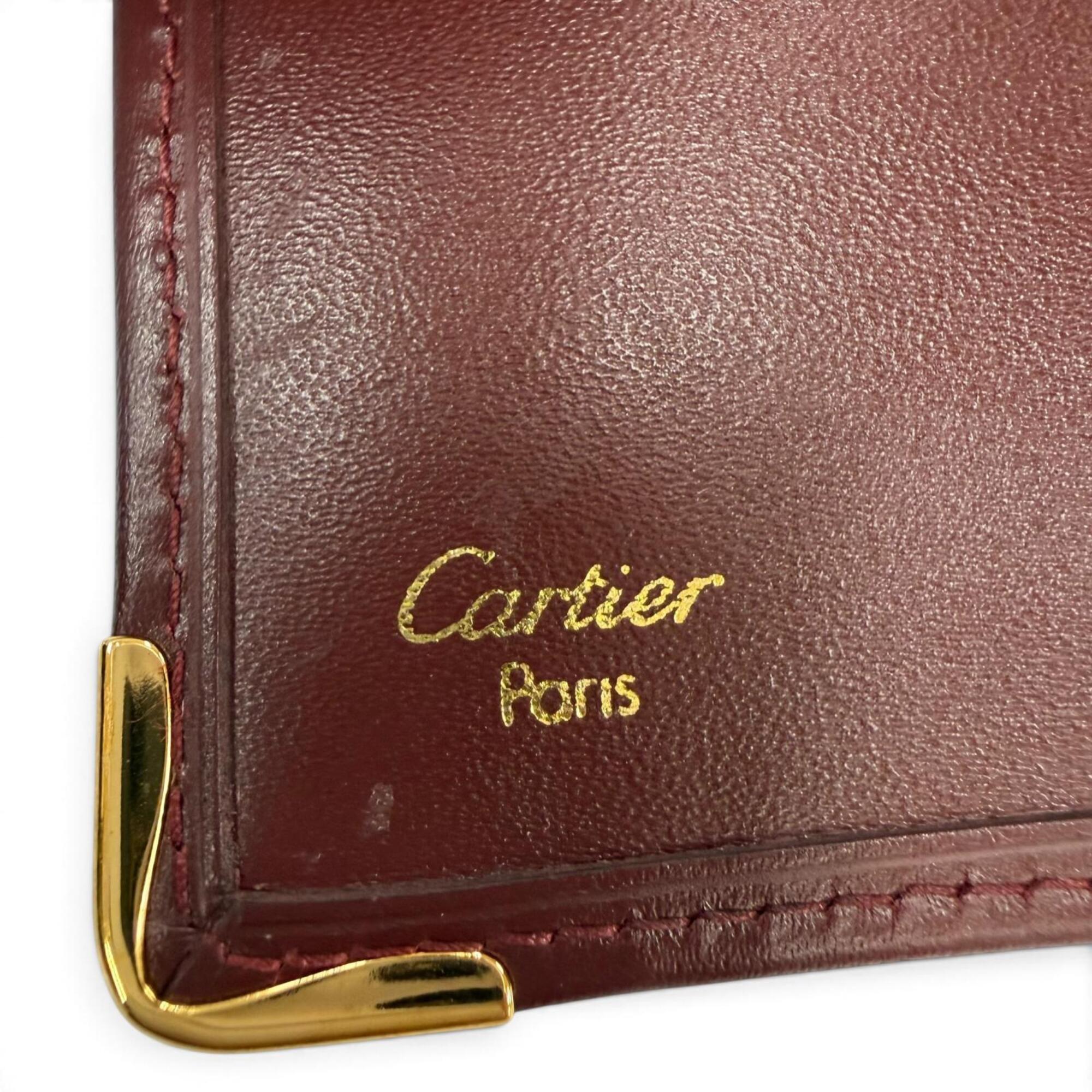 Cartier Bordeaux Leather Long Wallet (Bi-Fold) (Pre-Owned)