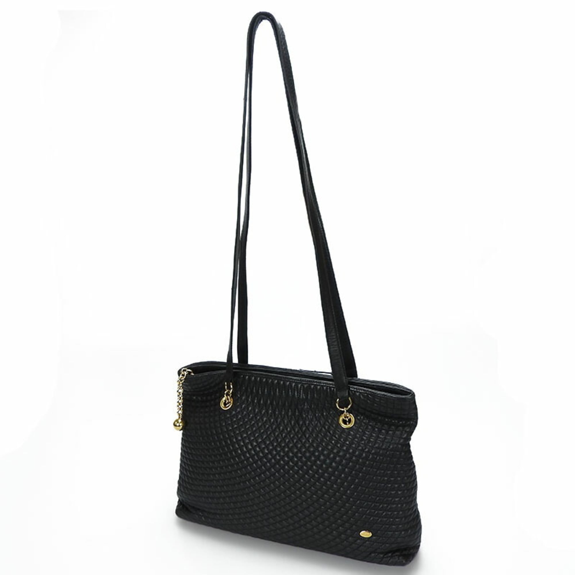 Bally Black Leather Shoulder Bag Tote Bag (Pre-Owned)