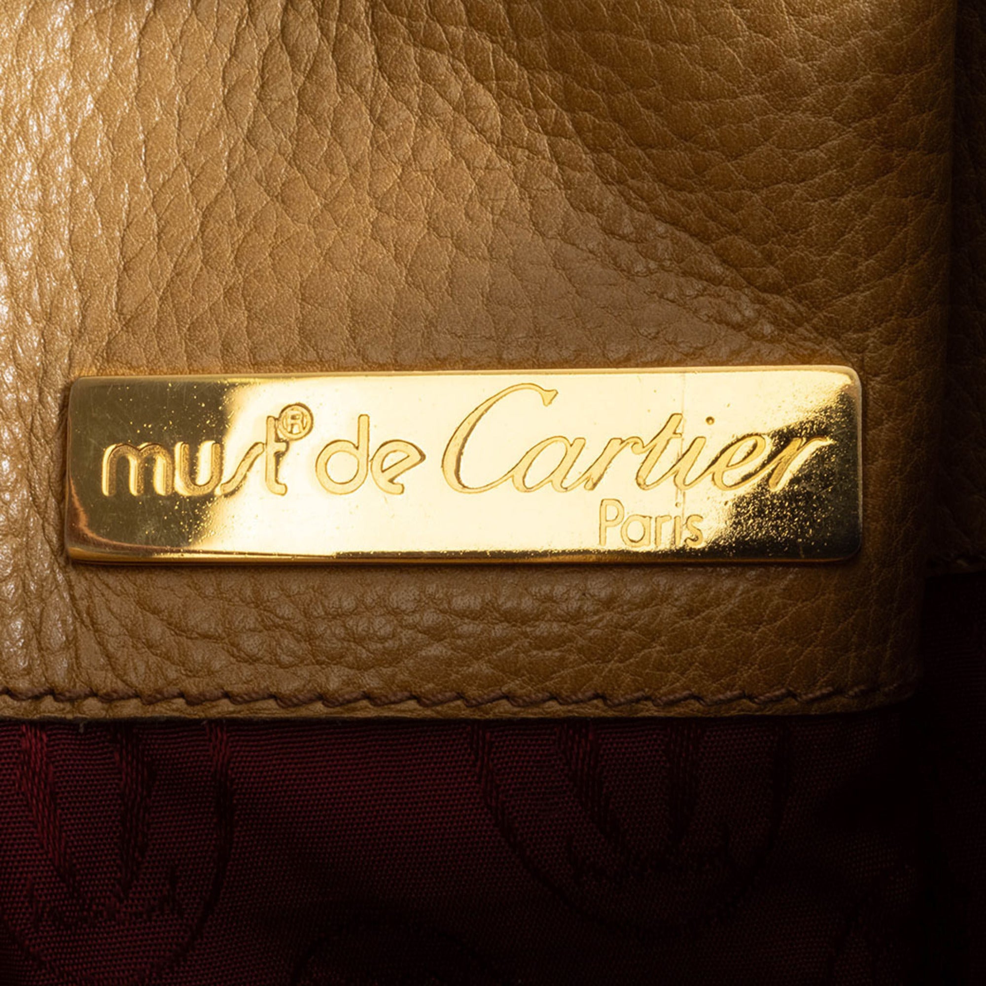 Cartier Must Bordeaux Mustard Leather Shoulder Bag (Pre-Owned)