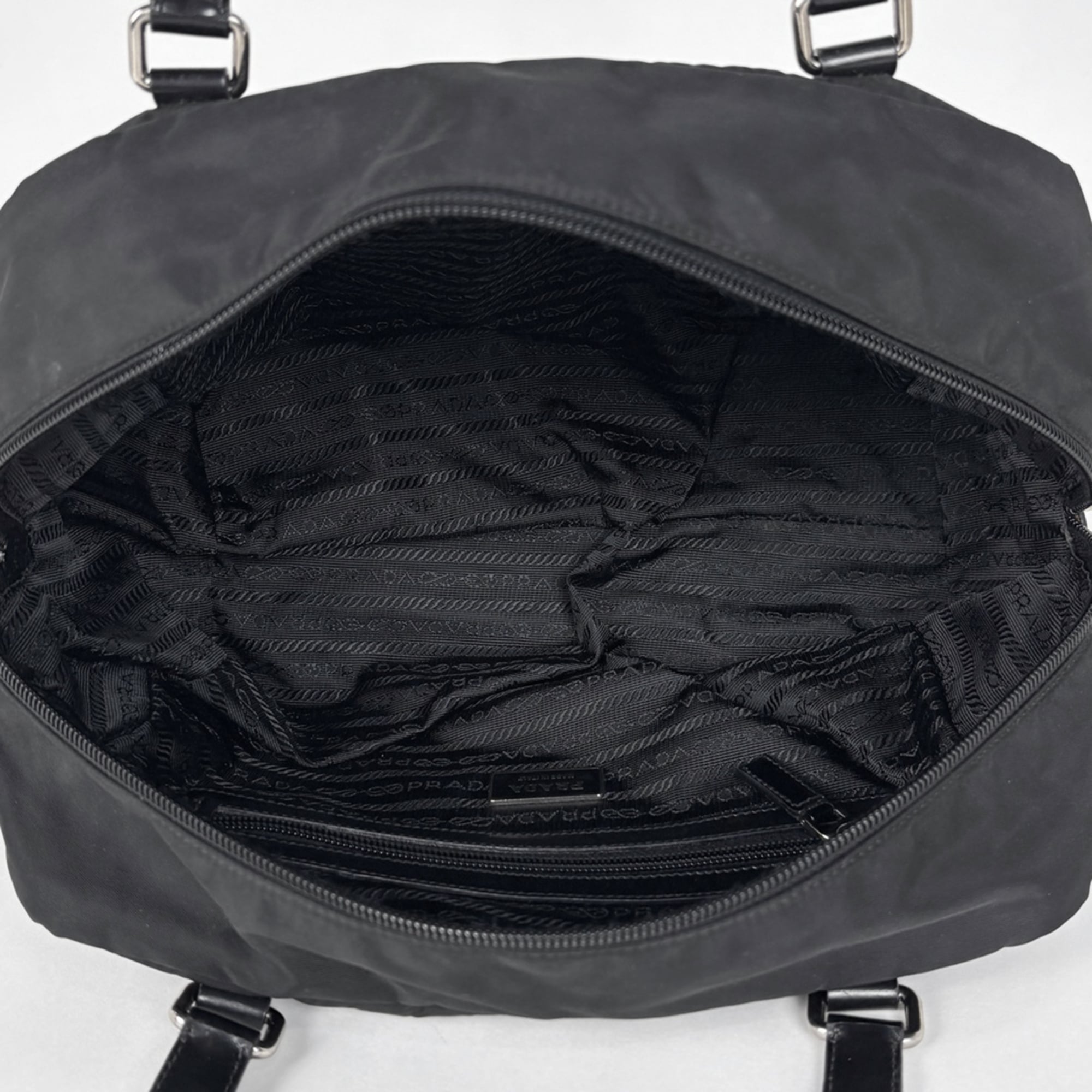 Prada Black Nylon Leather Handbag (Pre-Owned)
