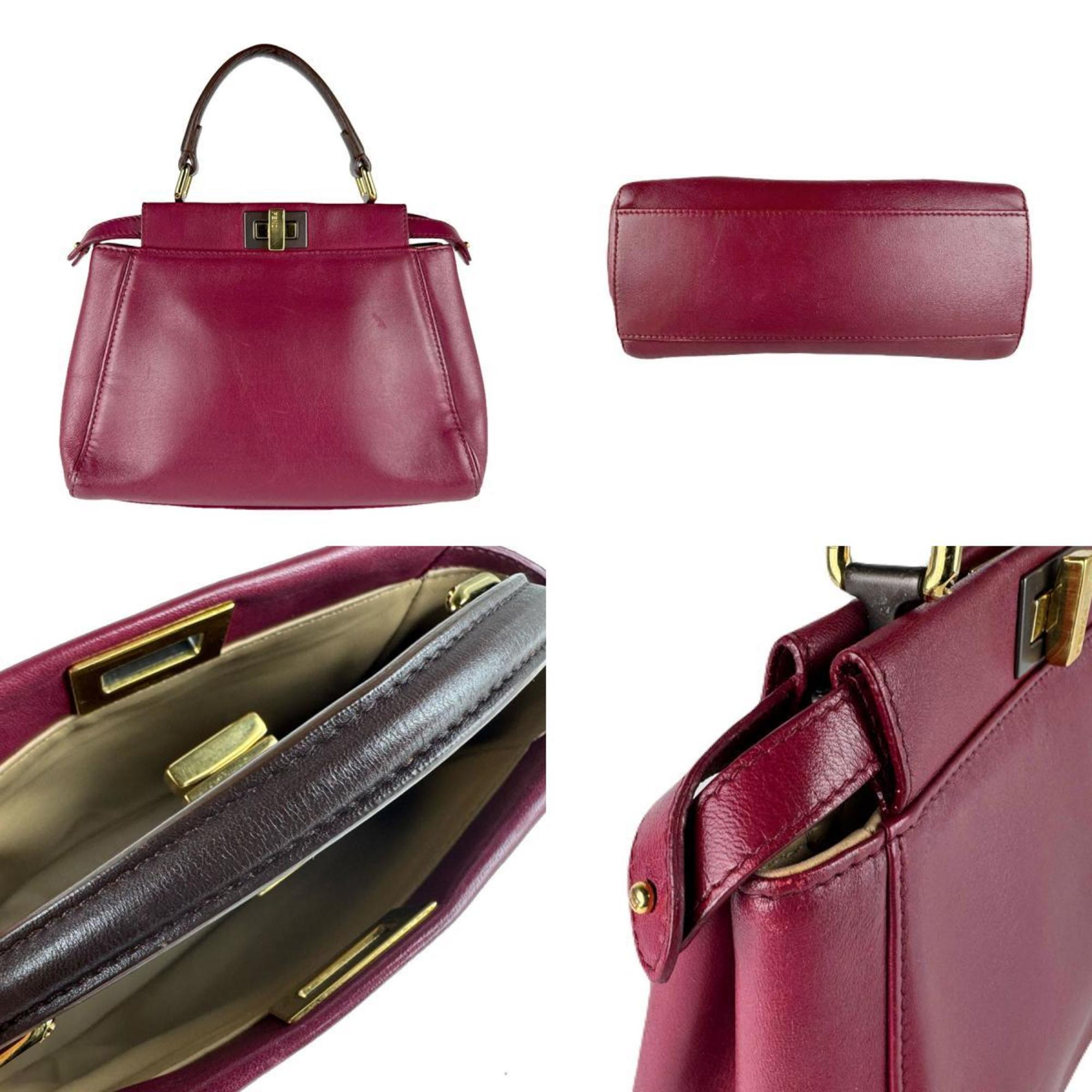 Fendi Brown Wine Leather Handbag Shoulder Bag (Pre-Owned)