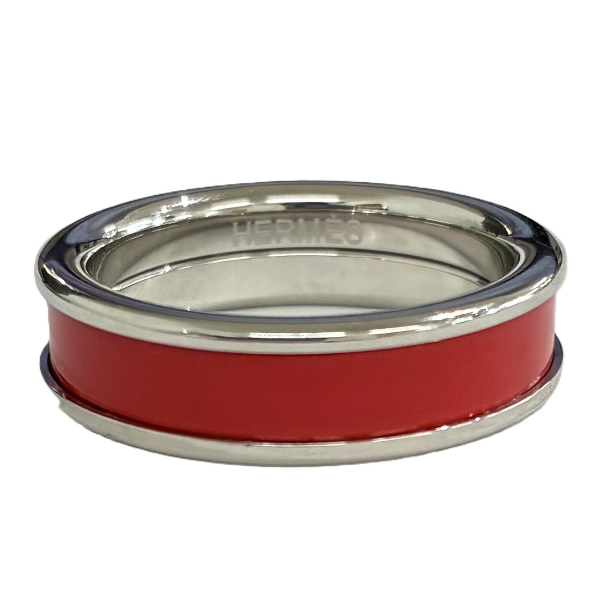 Hermes Silver Red Color Band Ring (Pre-Owned)