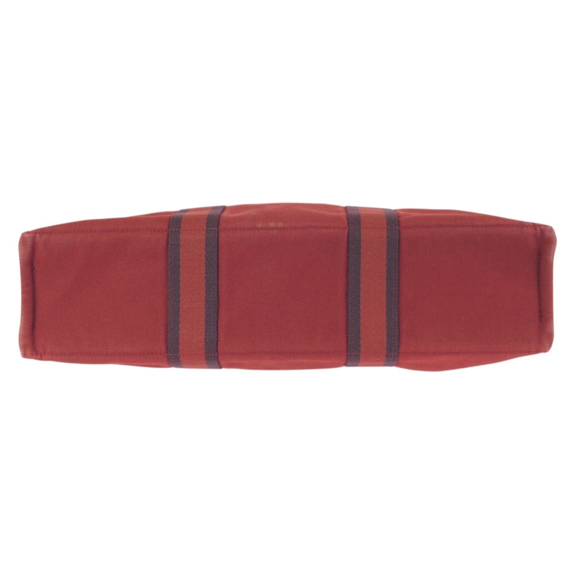Hermes Red Color Canvas Handbag Tote Bag (Pre-Owned)