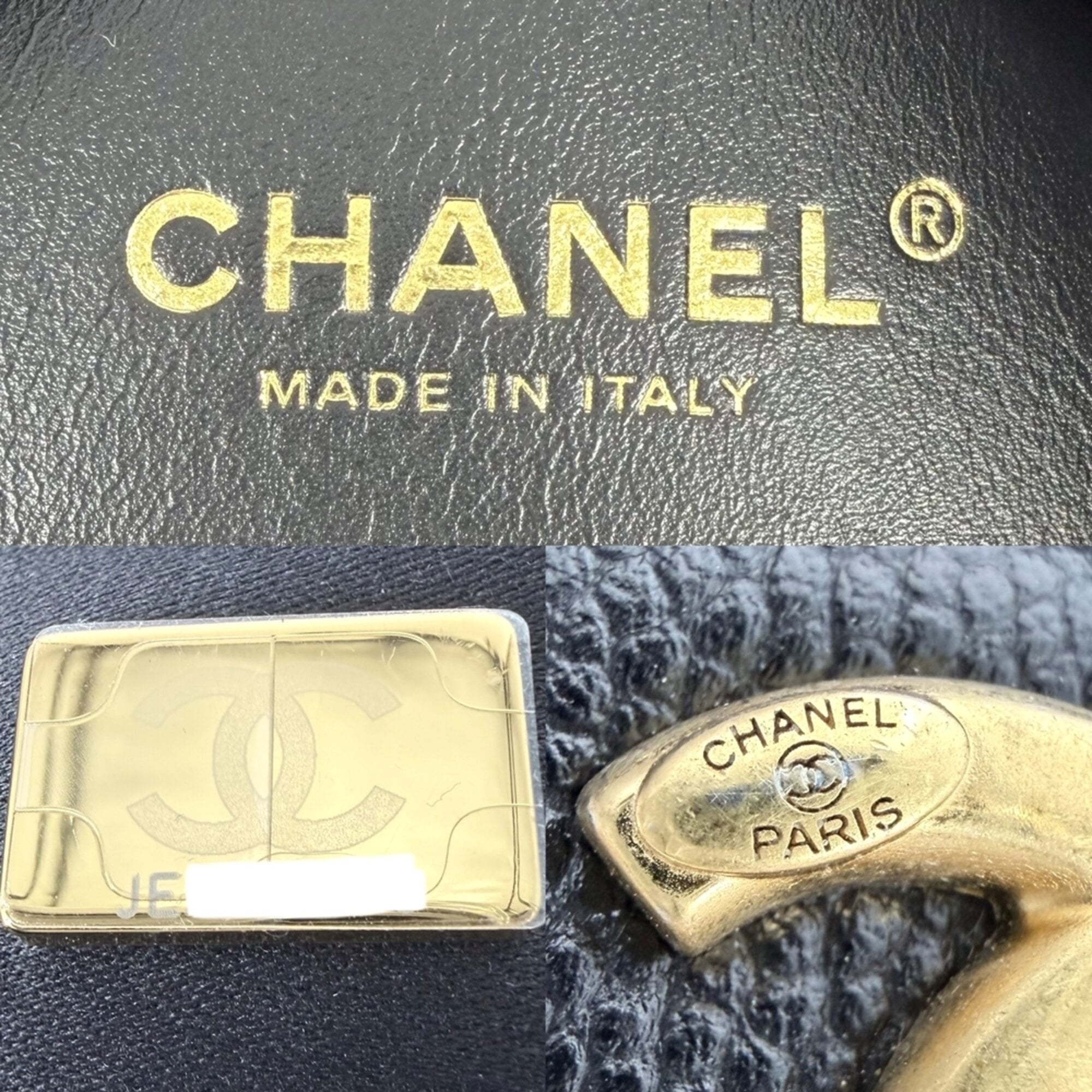 Chanel Black White Leather Pouch Shoulder Bag (Pre-Owned)