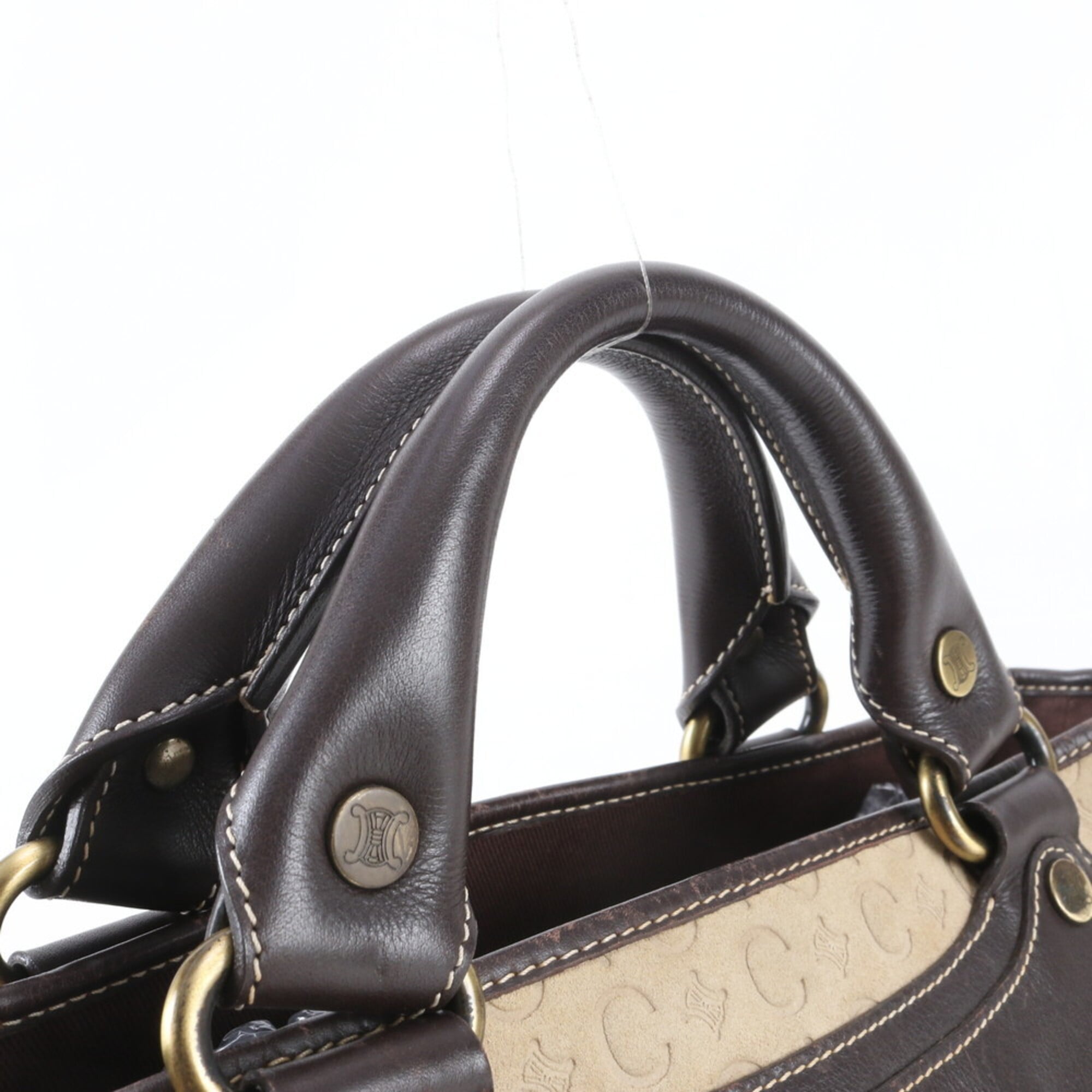 Celine Macadam Beige Brown Leather Handbag Tote Bag (Pre-Owned)
