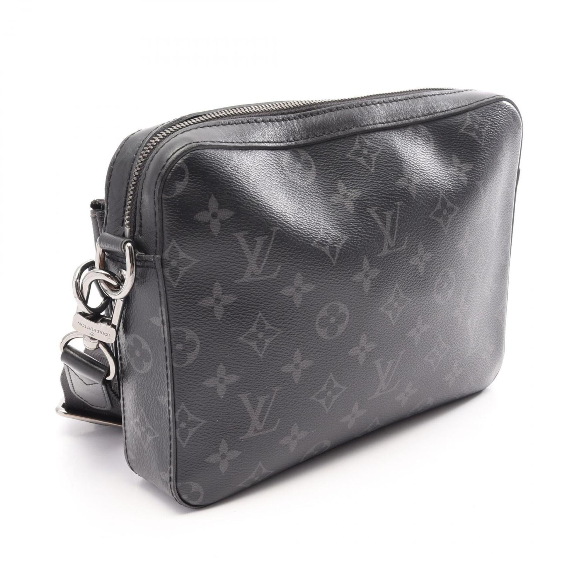 Louis Vuitton Black Gray Coated Canvas Leather Handbag Shoulder Bag (Pre-Owned)