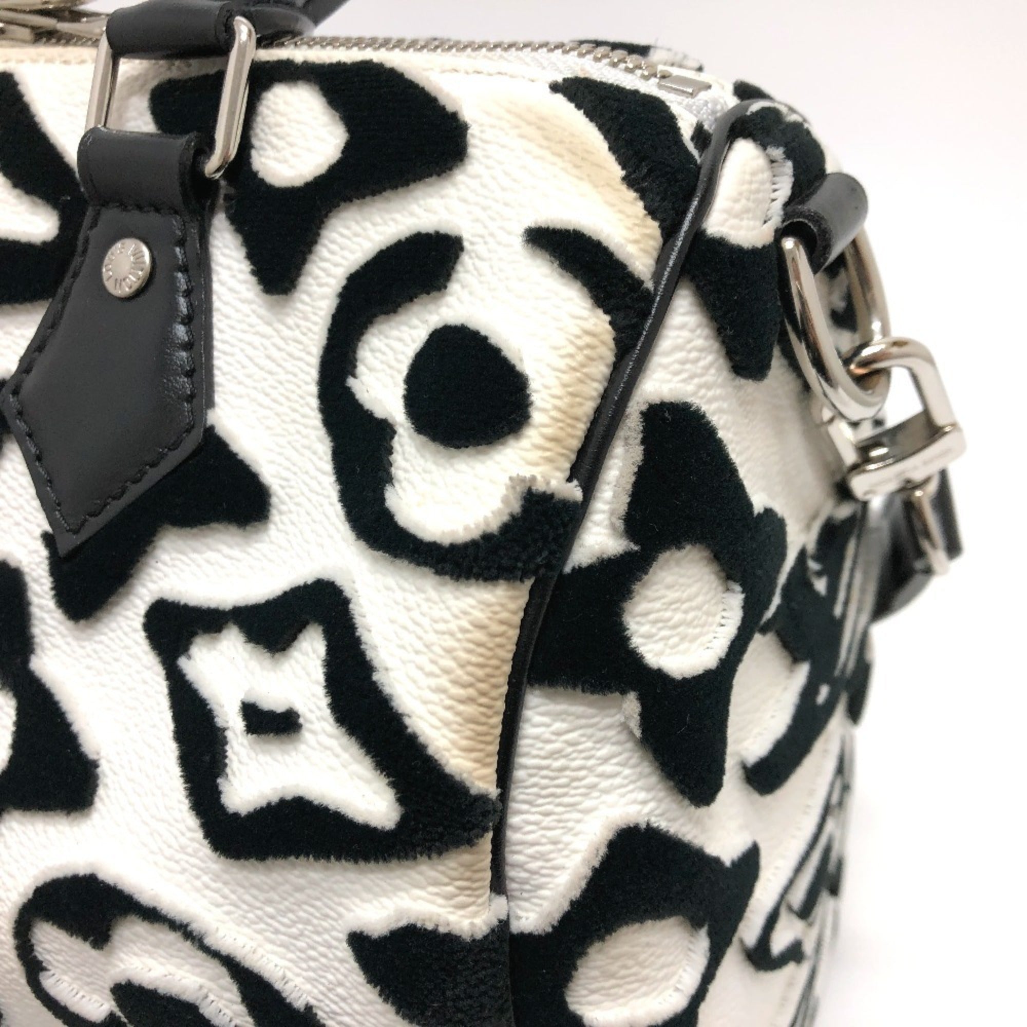 Louis Vuitton Black Monogram White Monogram Boston Bag (Pre-Owned)