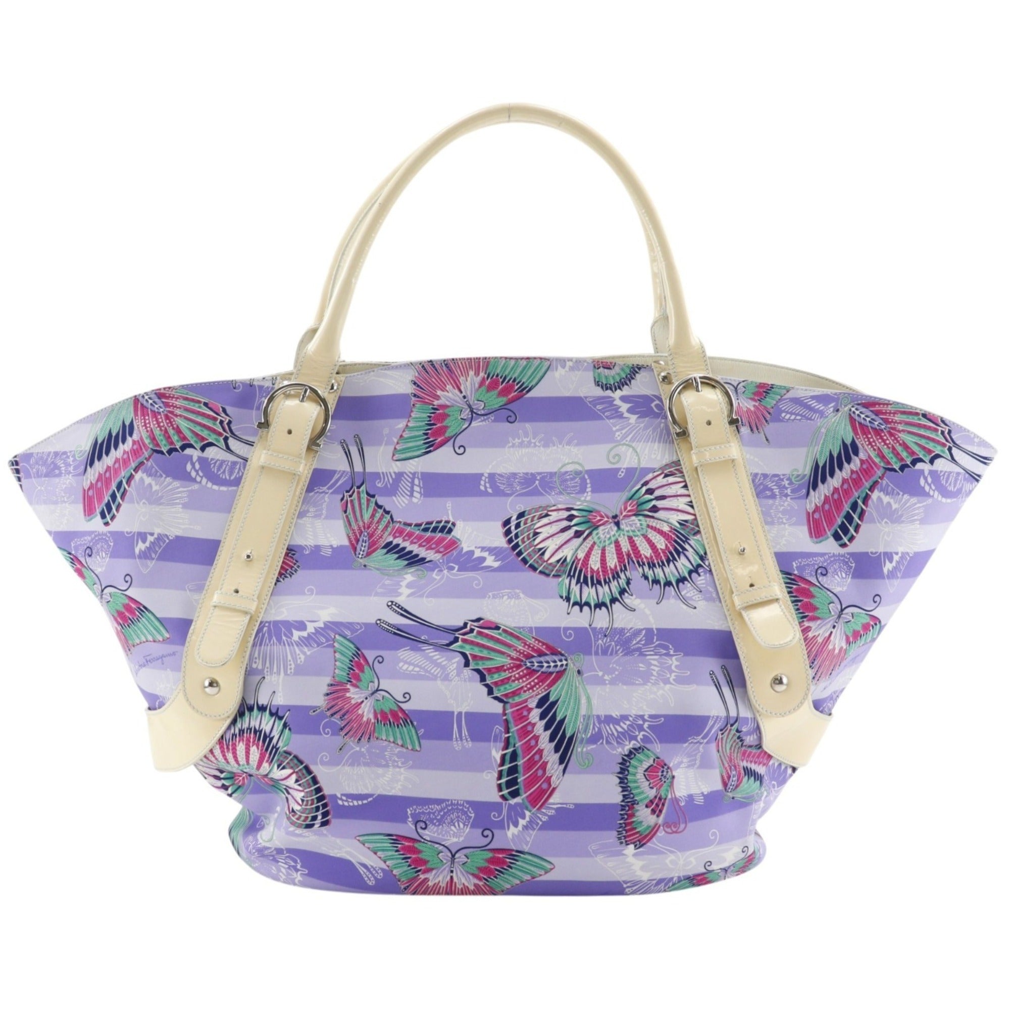 Salvatore Ferragamo Gancini Purple Nylon Tote Bag (Pre-Owned)