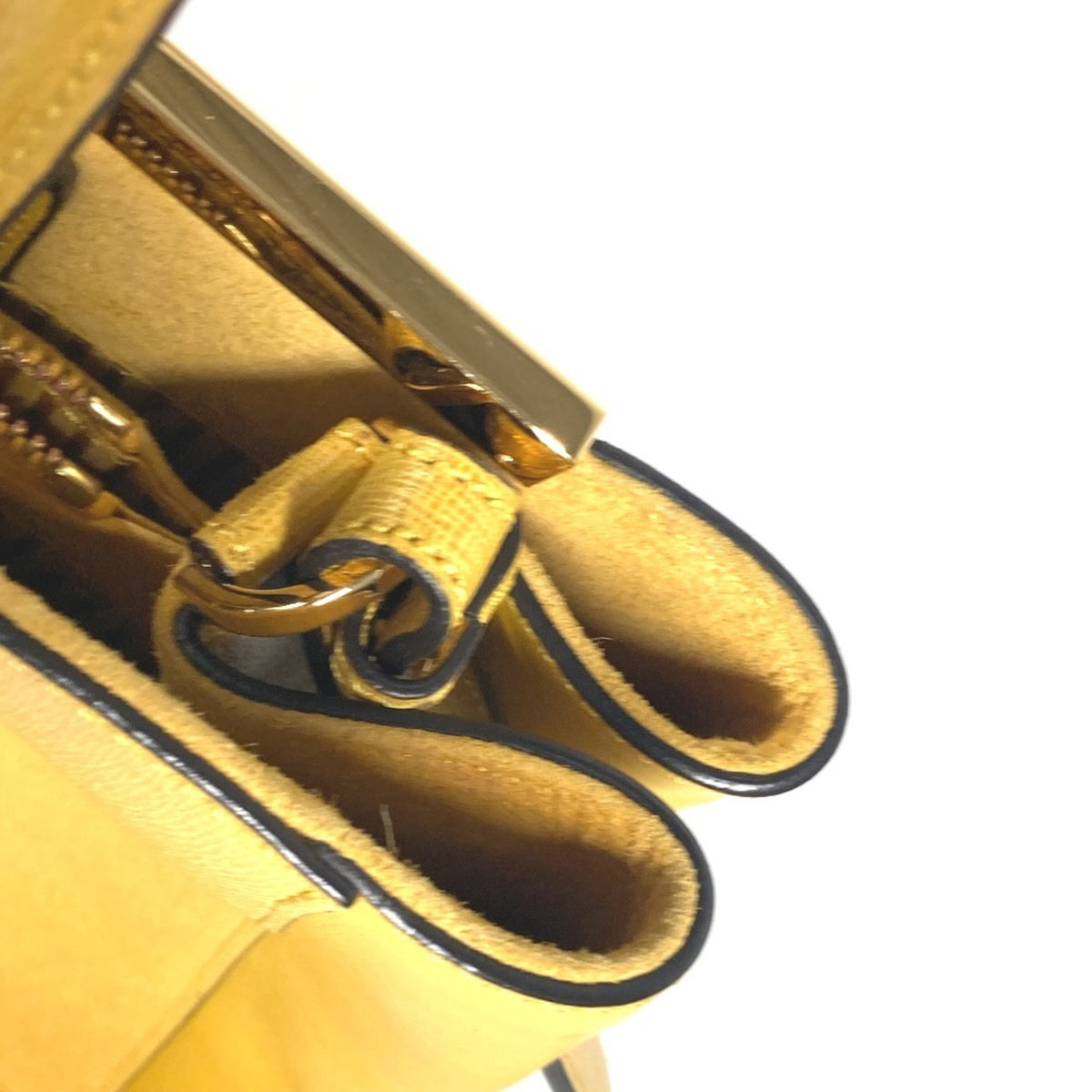 Fendi Yellow Leather Handbag Shoulder Bag Tote Bag (Pre-Owned)