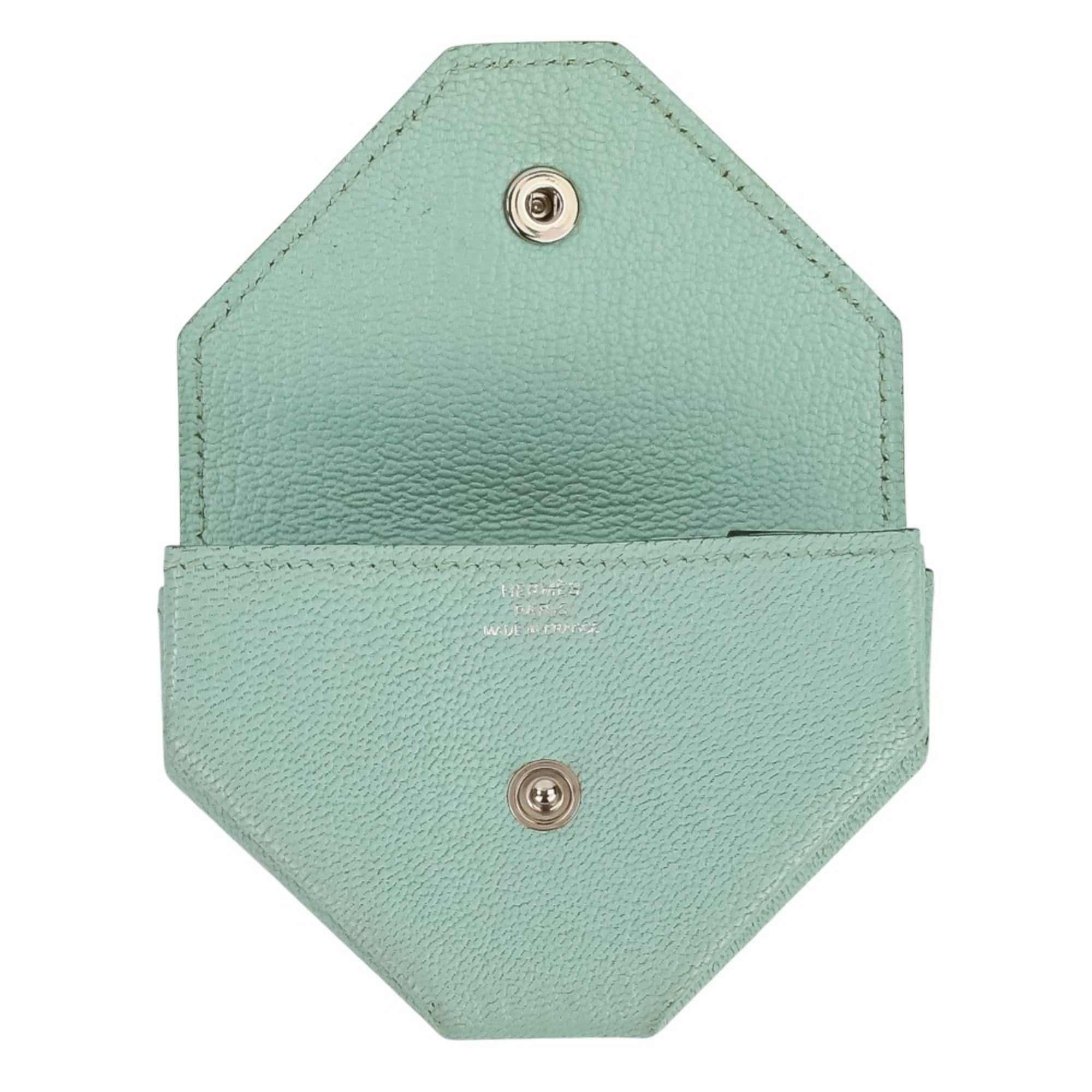 Hermes Blue Chevre Leather Coin Purse/Coin Case (Pre-Owned)