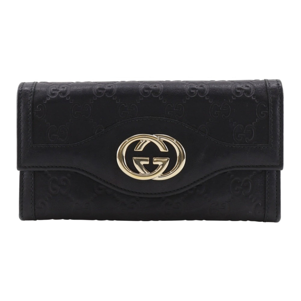 Gucci Black Leather Long Wallet (Bi-Fold) (Pre-Owned)