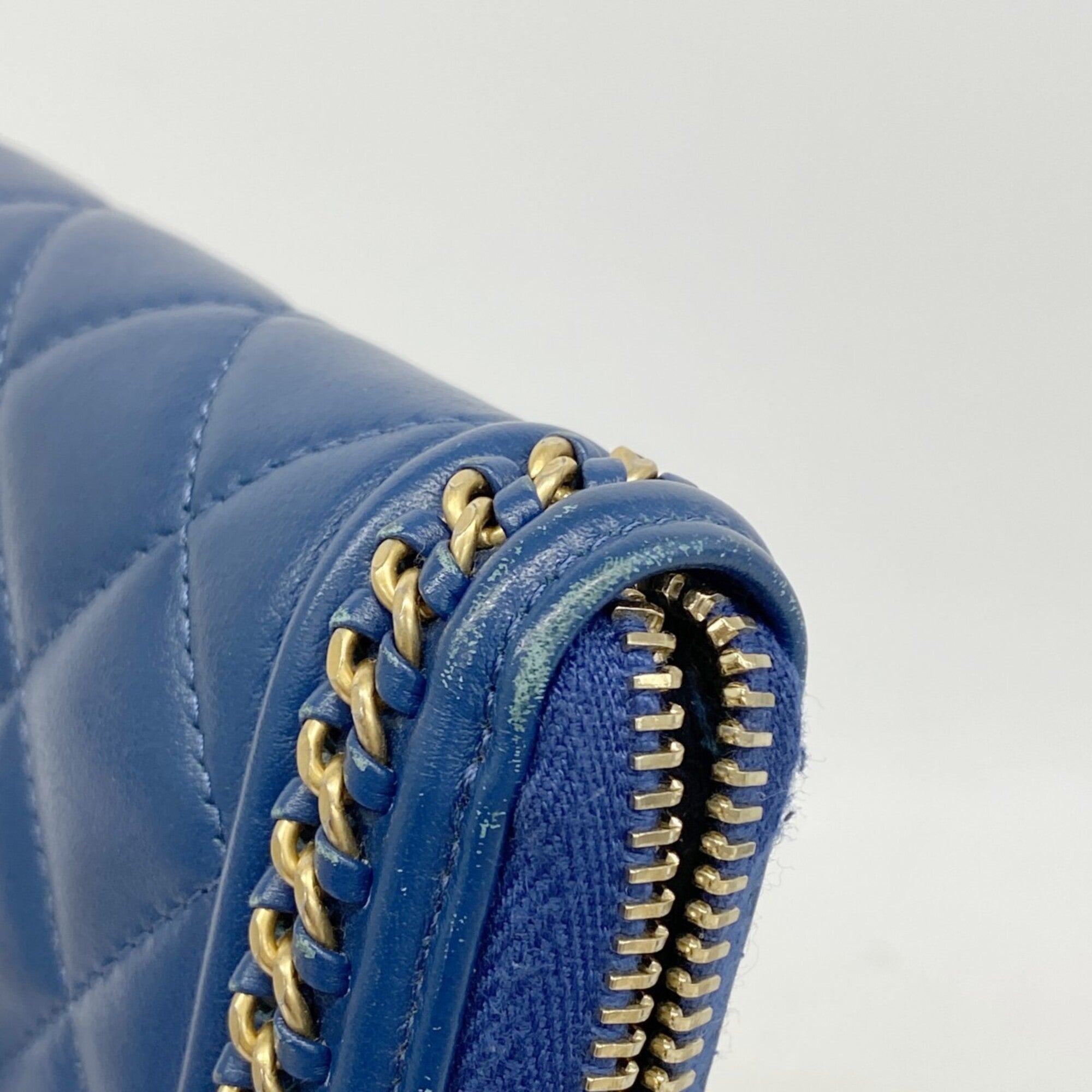 Chanel Navy Leather Long Wallet (Bi-Fold) (Pre-Owned)