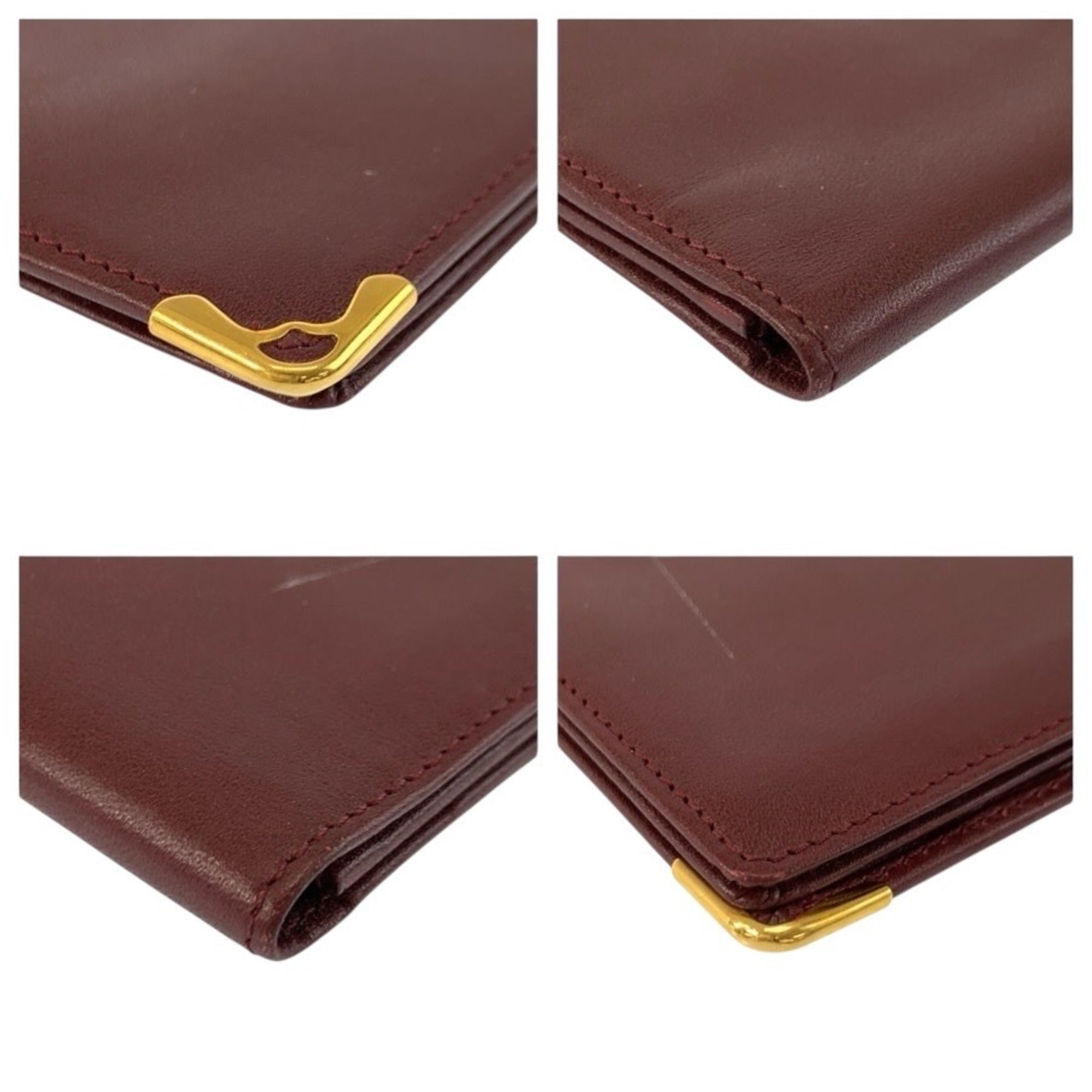 Cartier Bordeaux Leather Long Wallet (Bi-Fold) (Pre-Owned)