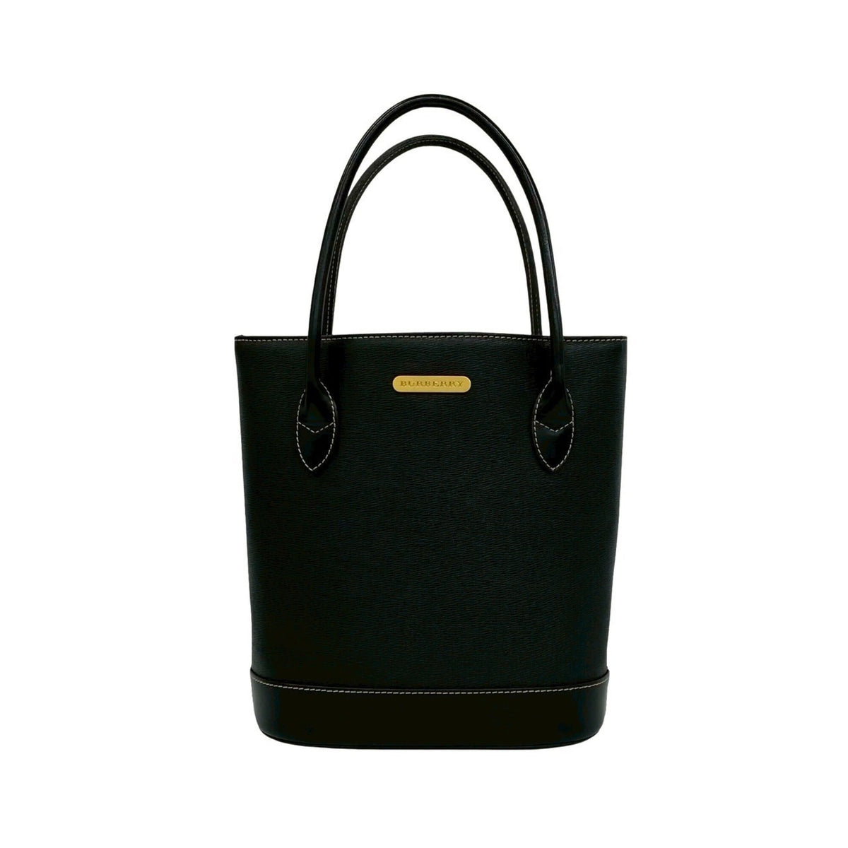 Burberry Black Leather Handbag Tote Bag (Pre-Owned)