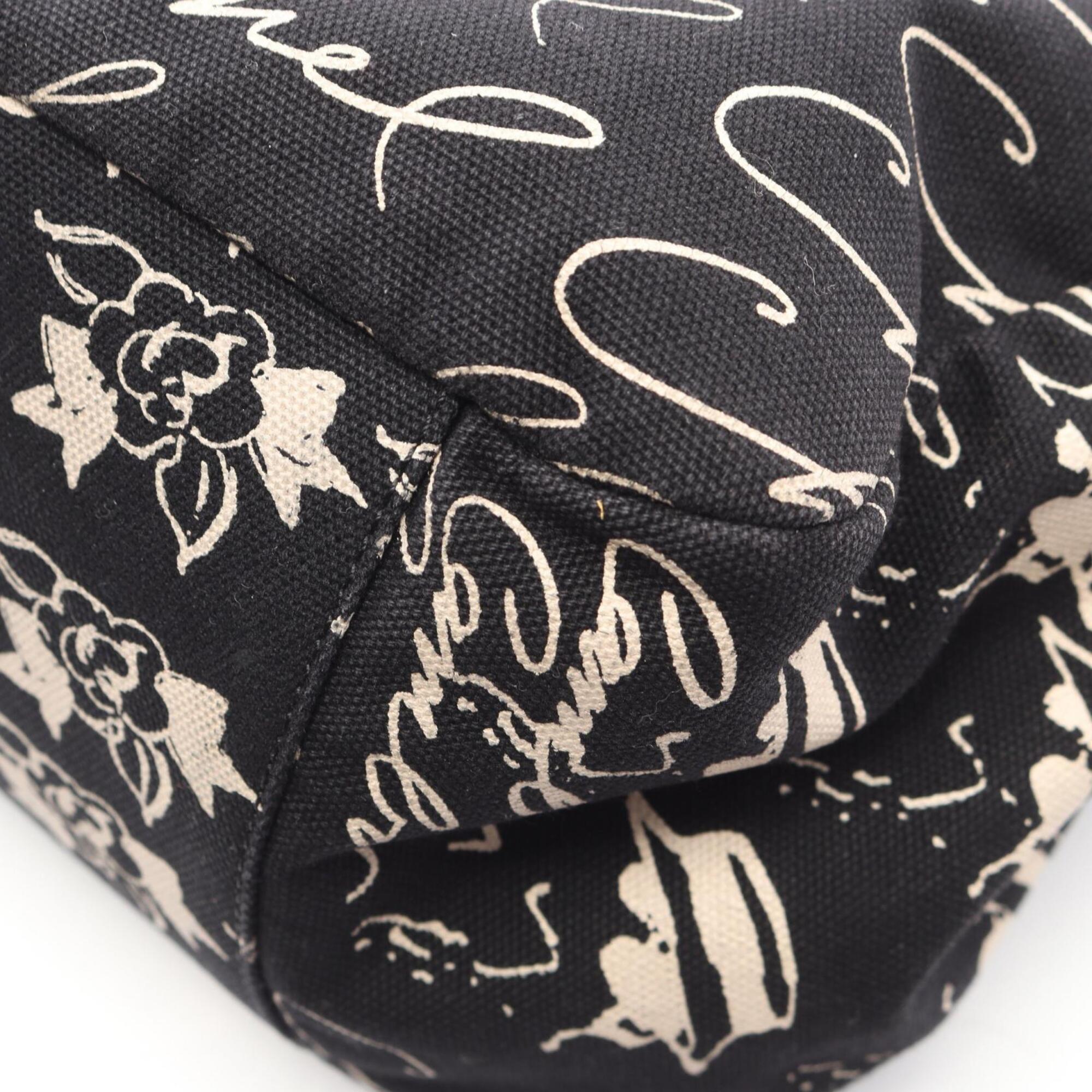 Chanel Black Canvas Handbag Tote Bag (Pre-Owned)